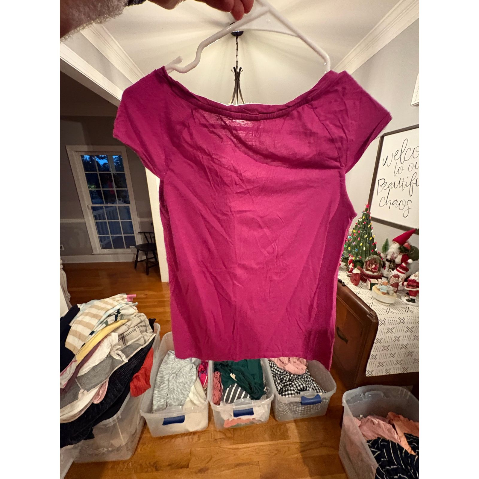 Loft LOFT Women’s Small Magenta Pink Cap Sleeve Blouse Scoop Neck Size S / US 4 / IT 40 - 4 Thumbnail