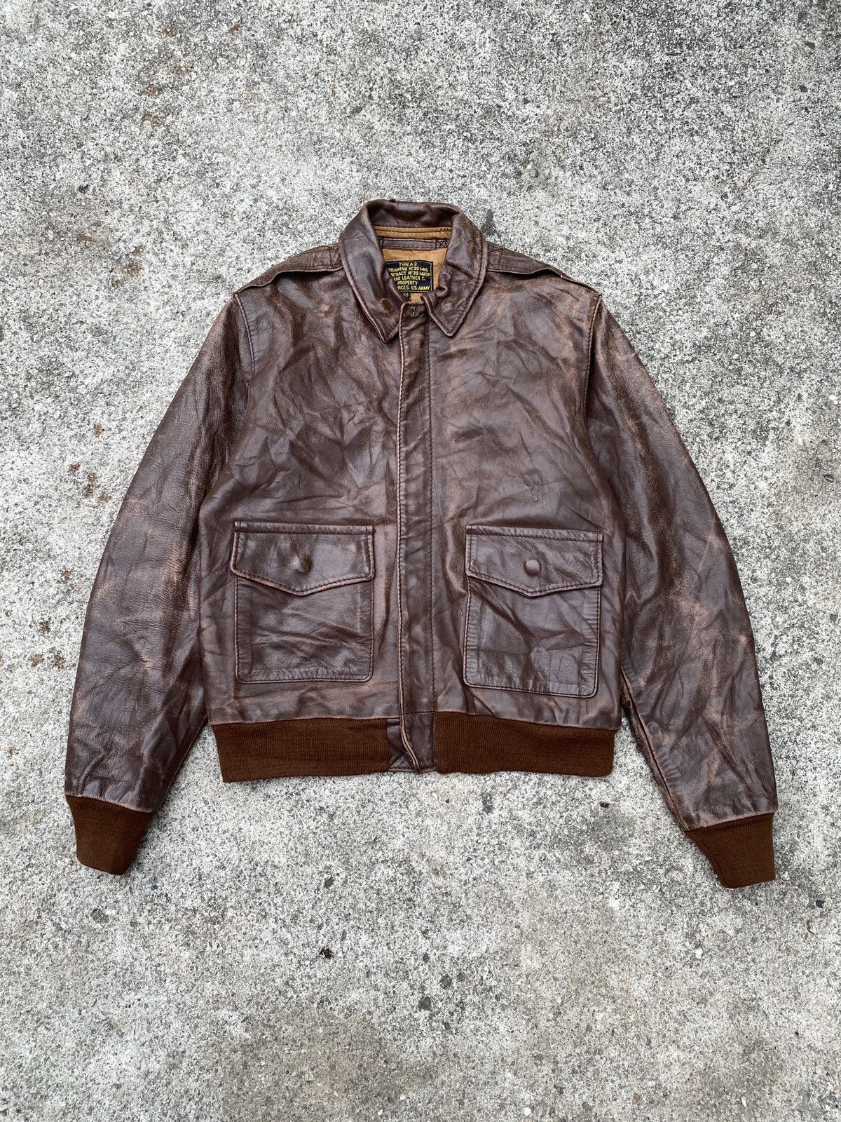 Aero Leathers 1970s Type A2 Aero Leather Us Army Patina Design Jacket Size US S / EU 44-46 / 1 - 2 Thumbnail