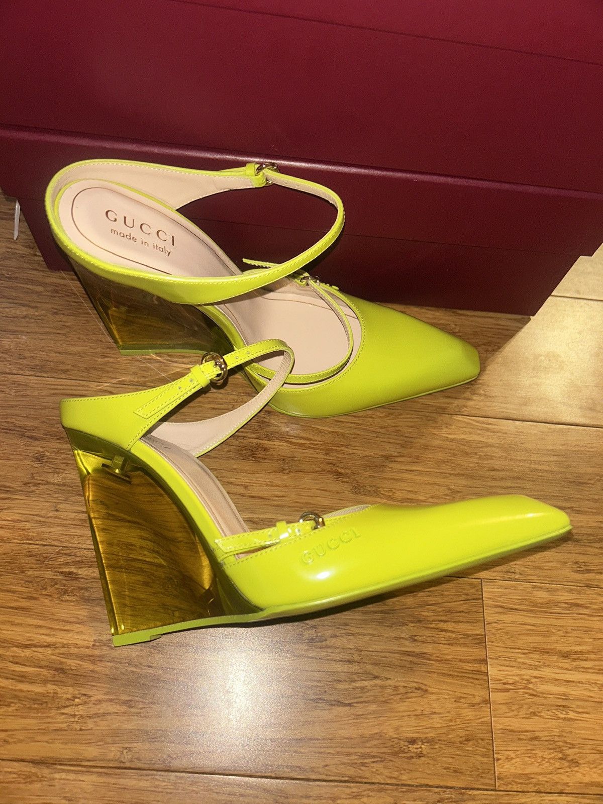 Gucci Gucci Closed Toe Slippers Wedge 10.9cm Light Green Regent Size US 7 / IT 37 - 5 Thumbnail
