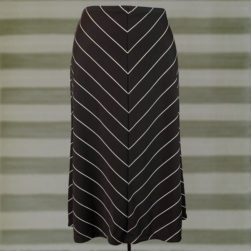 Vintage VINTAGE NYC Skirt S Brown Stripe A Line 27”W Midi Flare Office Goth Bohemian 90s Womens Size 28" / US 6 / IT 42 - 1 Thumbnail