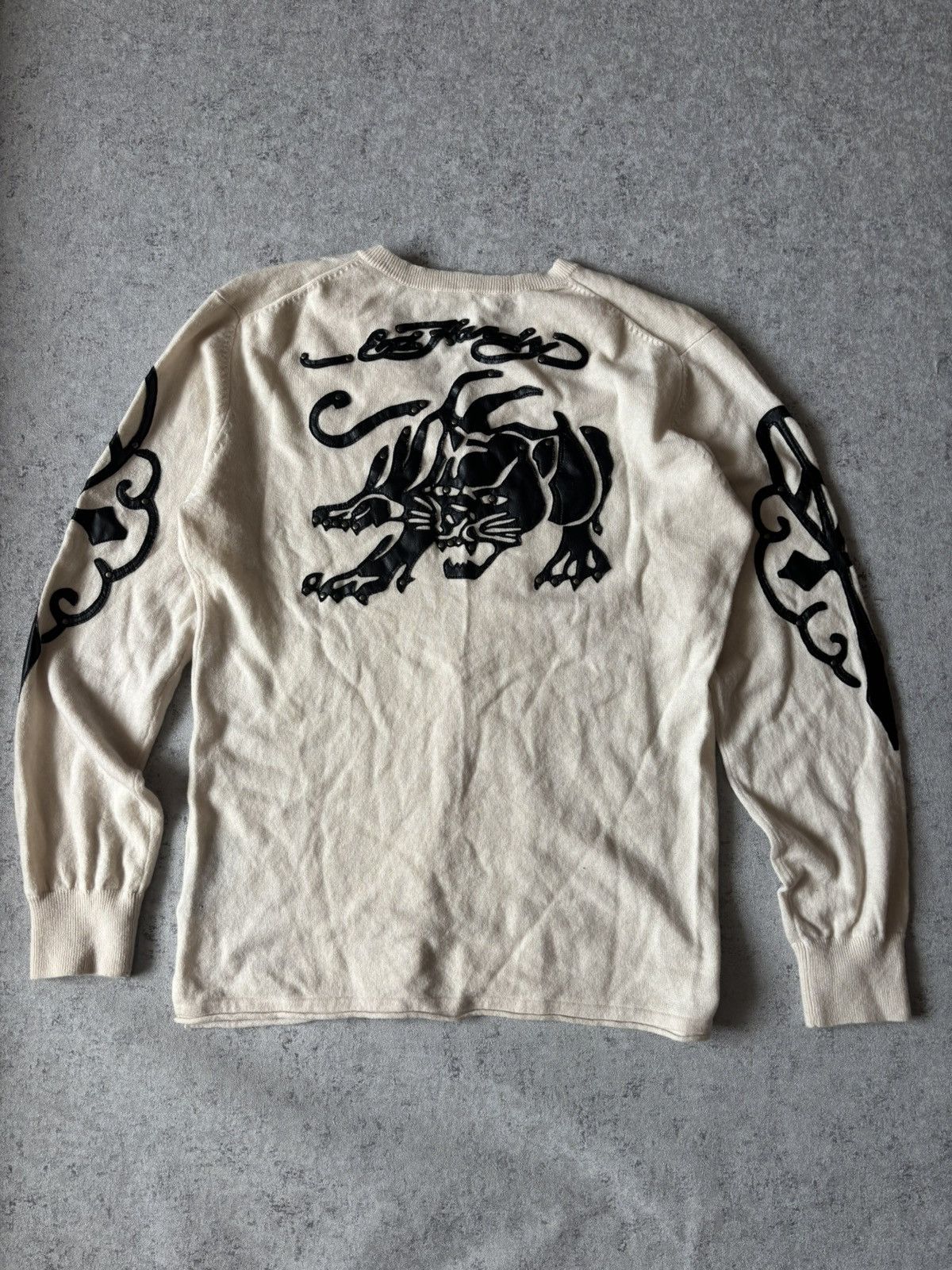 Designer × Ed Hardy ED HARDY WOOL/CASHMERE CREAM SWEATER Size US L / EU 52-54 / 3 - 1 Thumbnail