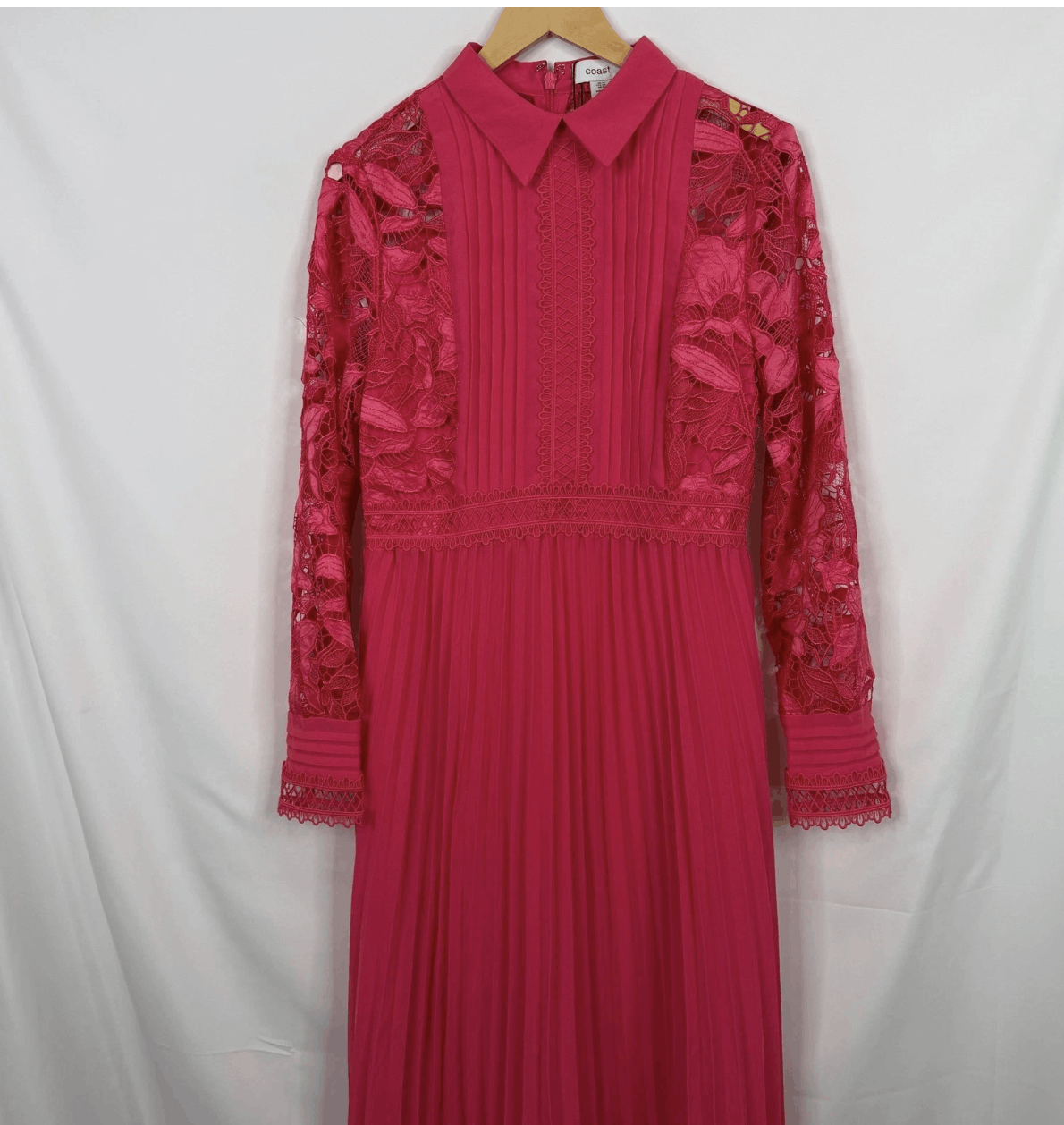 Other Coast Pink Lace Pleated Midi Dress Size L / US 10 / IT 46 - 10 Thumbnail
