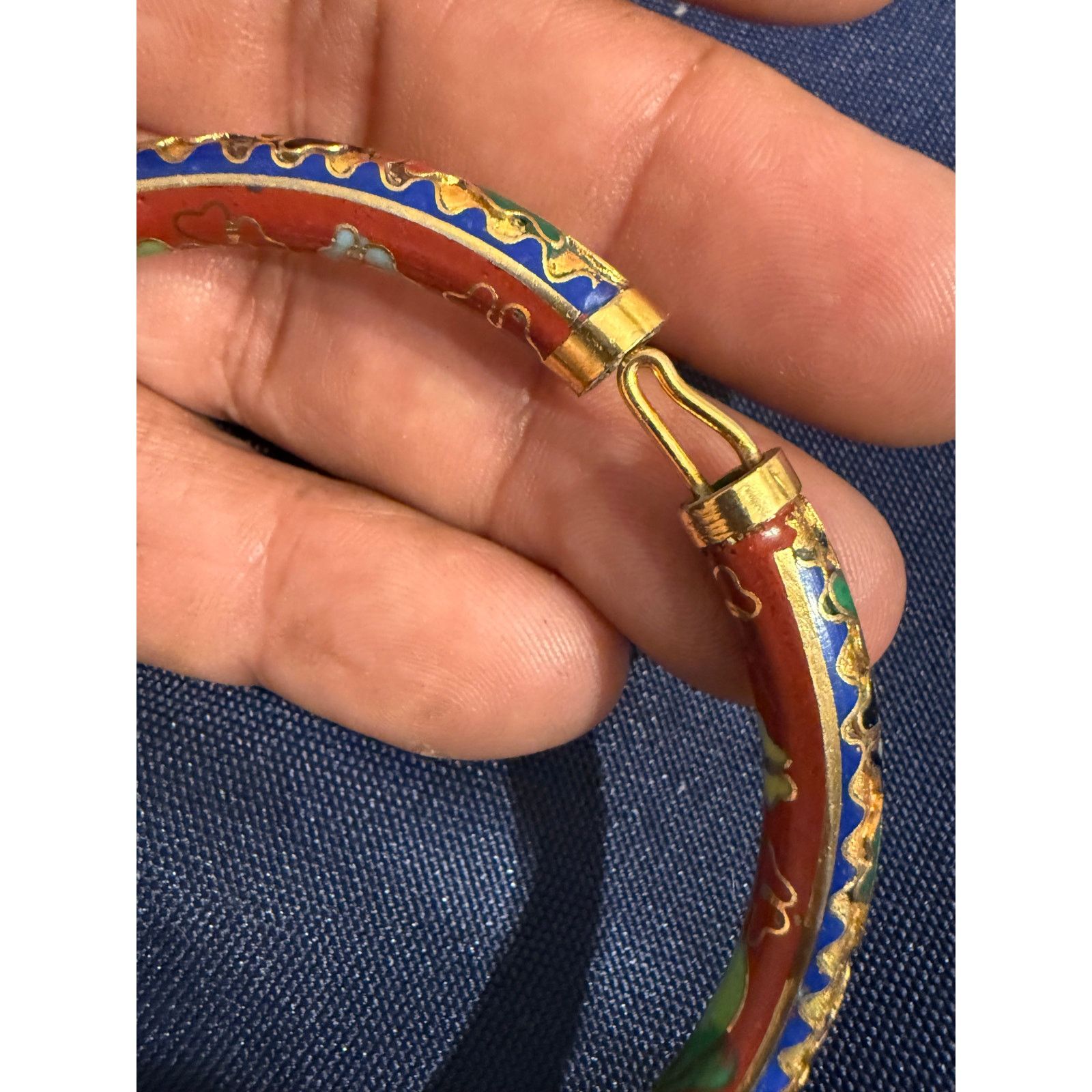 Other Vintage Cloisonné Hinged Bangle Bracelet Size ONE SIZE - 13 Thumbnail