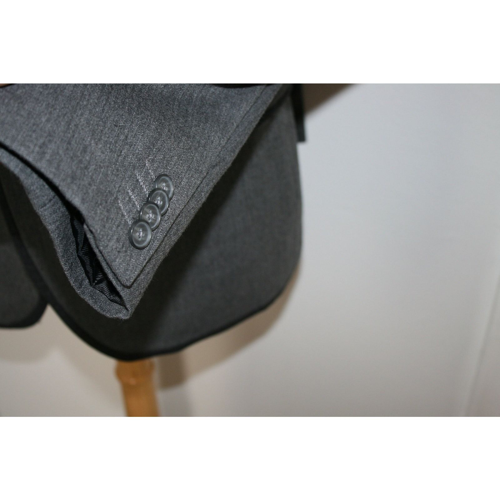 Express 42R Mens Express MOD Smoking Jacket Gray Wool Gentlemans Size 42R - 4 Thumbnail