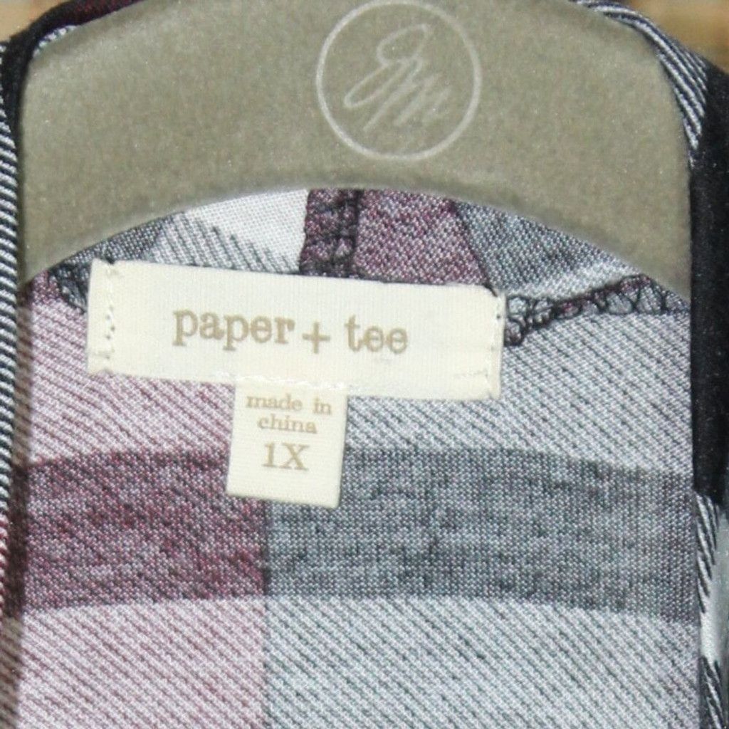 Other Paper+Tee Black White & Claret Plaid Open Waterfall Cardigan Size XL / US 12-14 / IT 48-50 - 3 Thumbnail