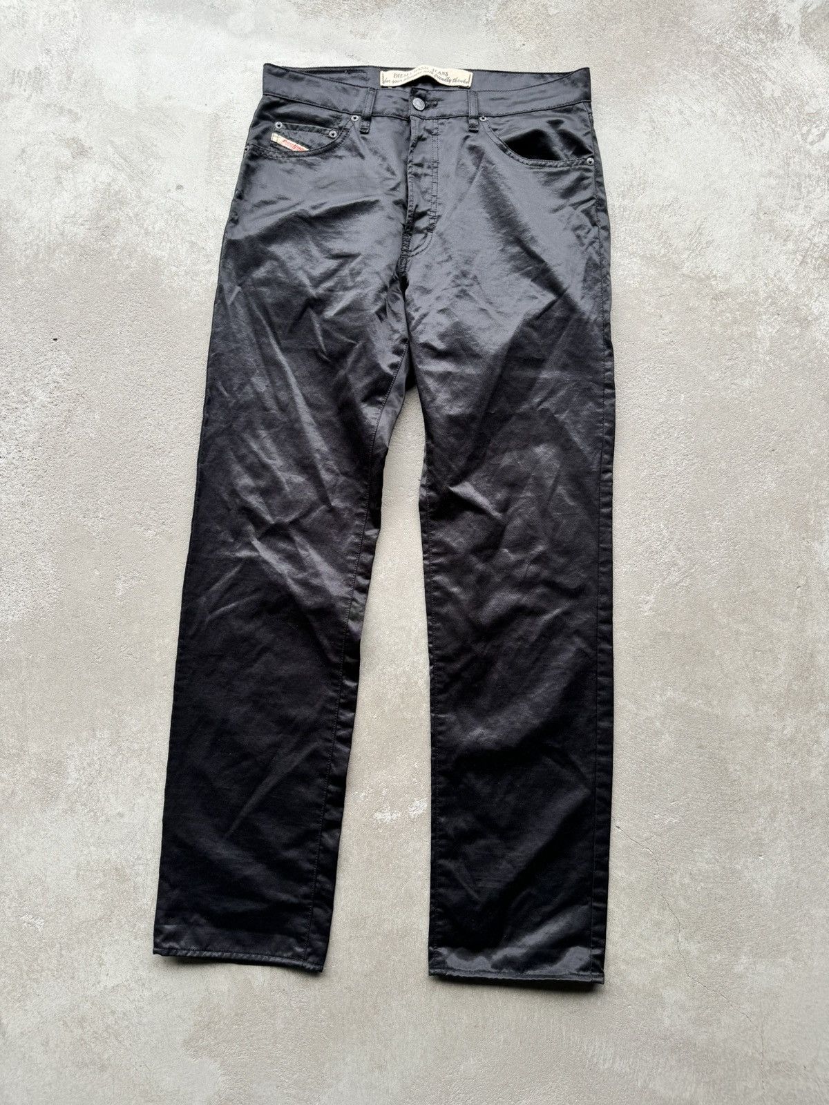 image of Archival Clothing x Diesel Vintage Waxed Black Rick Style Pants, Men's (Size 33)