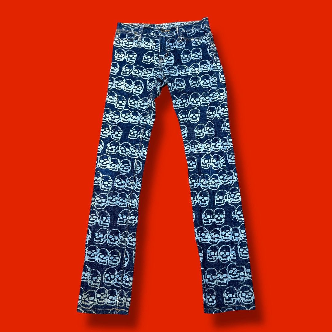 Designer × Hysteric Glamour × Japanese Brand HYSTERIC GLAMOUR FULL PRINT SKULL JAPANESE BRAND DENIM Size US 27 - 2 Thumbnail