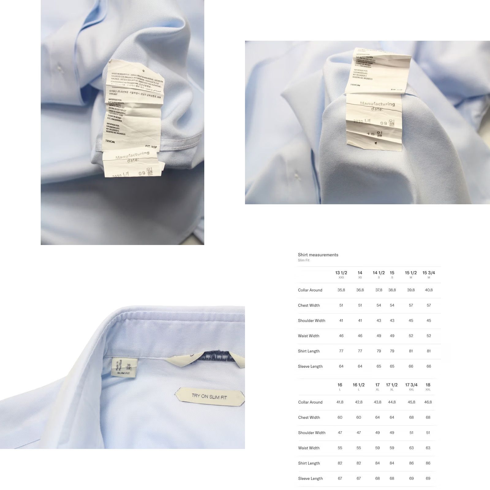 Suitsupply SUITSUPPLY Shirt Slim Fit Try On Cutaway Neck Blue 36 / 14 Formal Men's Size 36R - 8 Thumbnail