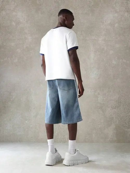 Jean Washed Y2k Shorts Jorts jeans Stripe Size US 32 / EU 48 - 3 Thumbnail