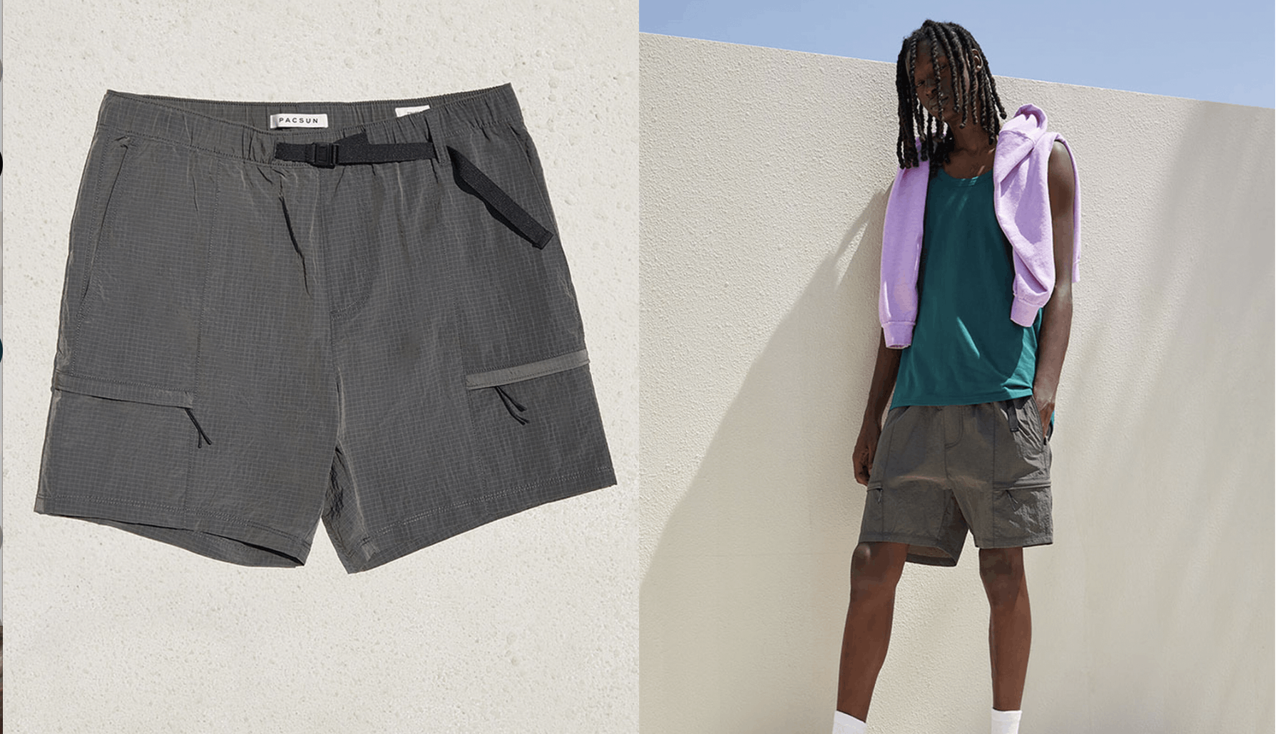 Pacsun PacSun Gray Nylon Shorts Size US 33 - 9 Thumbnail