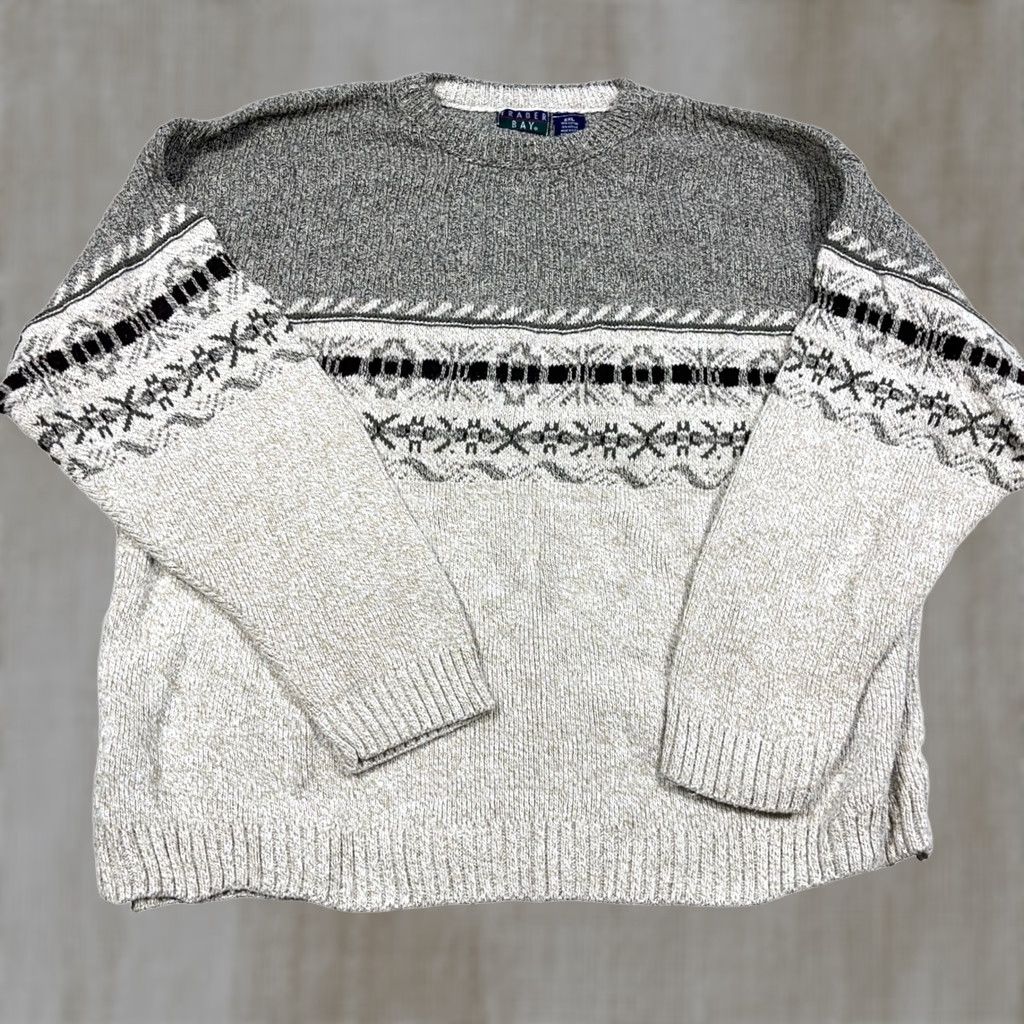 Vintage Vintage Traders Bay Grandpa Sweater Men 2XL Tan Brown Geometric Nordic Crewneck Rib Knit Pullover Casual Fall Winter 80s 90s Retro Hip Hop USA Mens Size US XXL / EU 58 / 5 - 1 Thumbnail