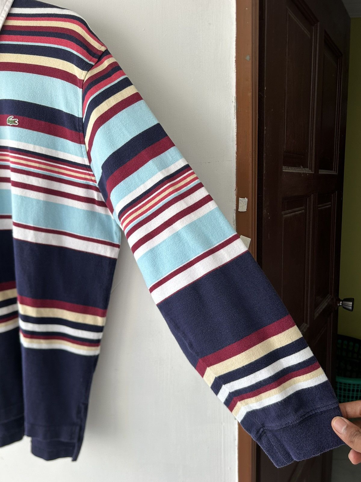 Lacoste Vintage Lacoste Long Sleeve Rugby Striped Polo Shirt Size US L / EU 52-54 / 3 - 5 Thumbnail