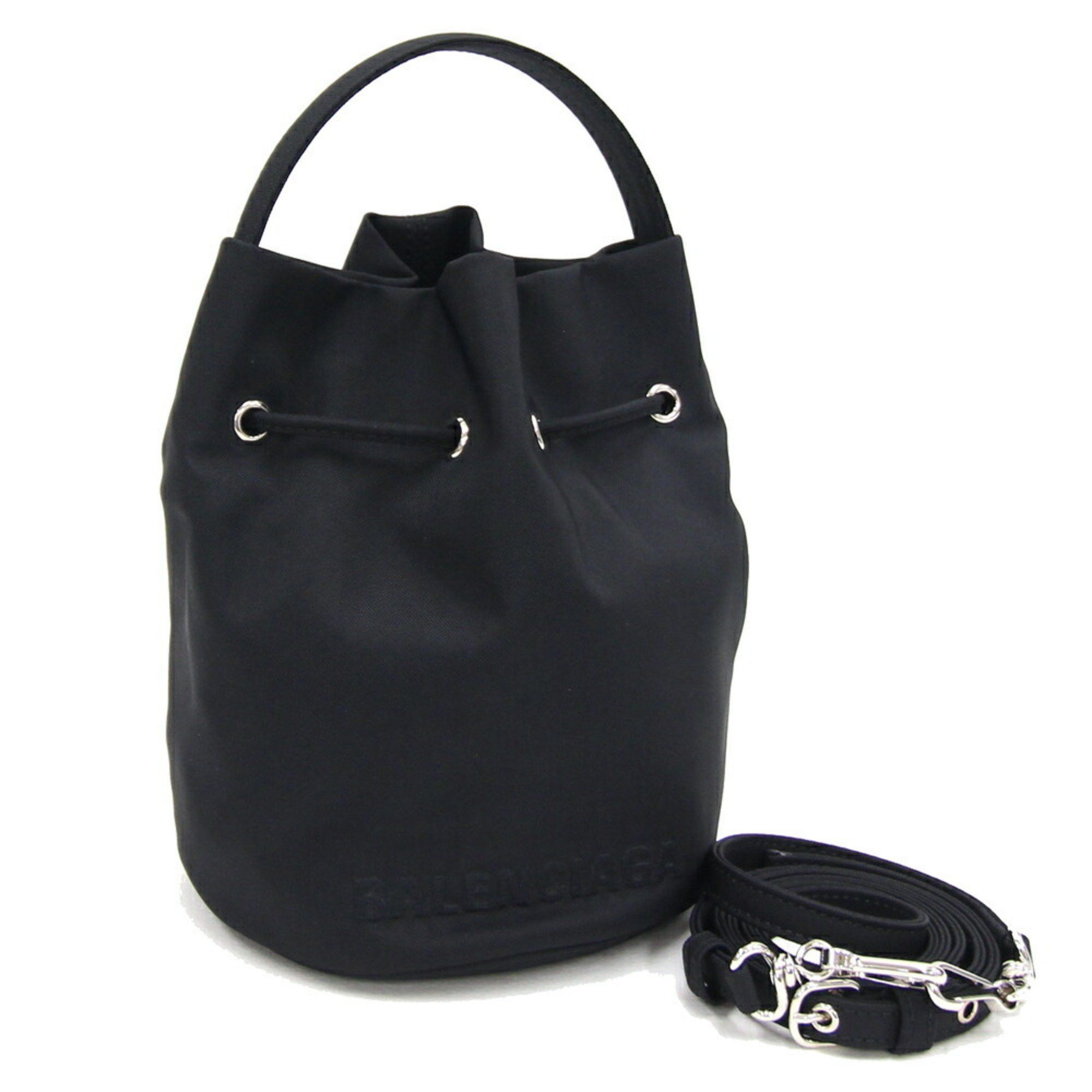 image of Balenciaga Handbag Drawstring Wheels Xs 656682 Black Nylon Shoulder Bag Bucket Women's Balenciaga