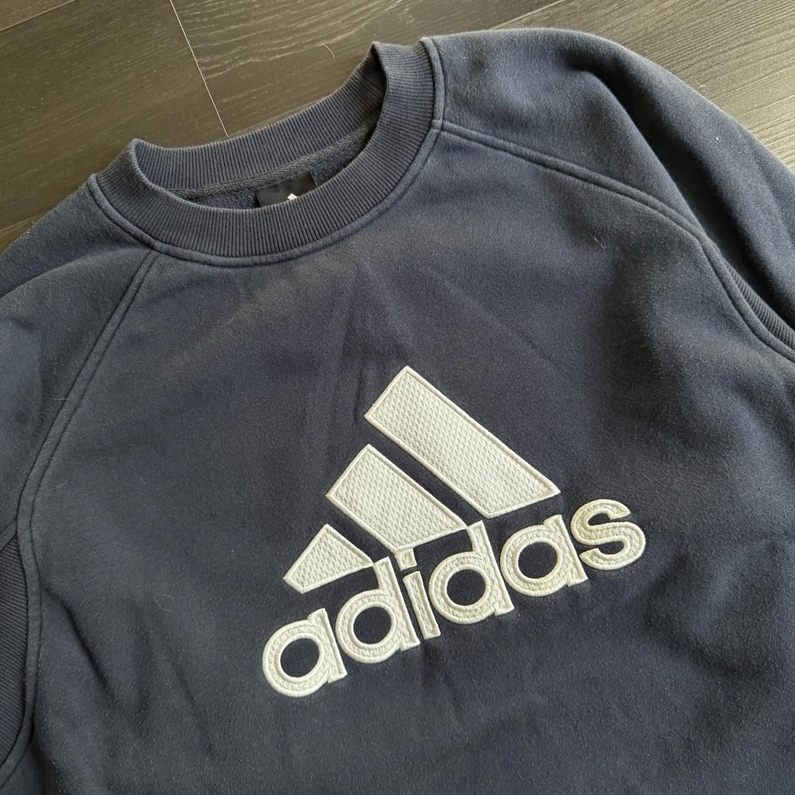 Adidas Vintage Adidas Spellout Crewneck Pullover Sweatshirt Navy XL Size US XL / EU 56 / 4 - 2 Thumbnail