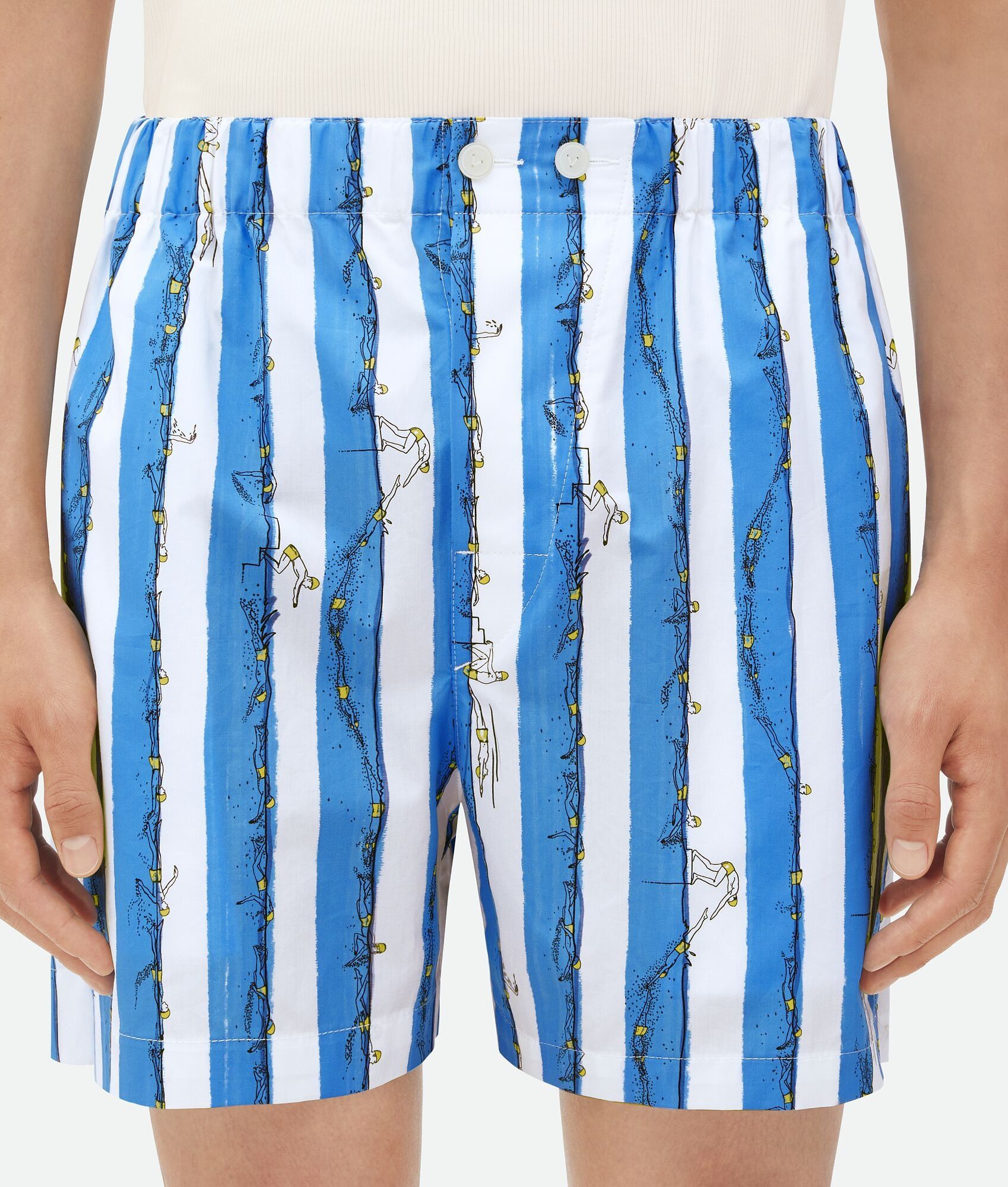 Bottega Veneta o1w1db10525 Printed Cotton Shorts in Multicolor Size US 30 / EU 46 - 4 Thumbnail