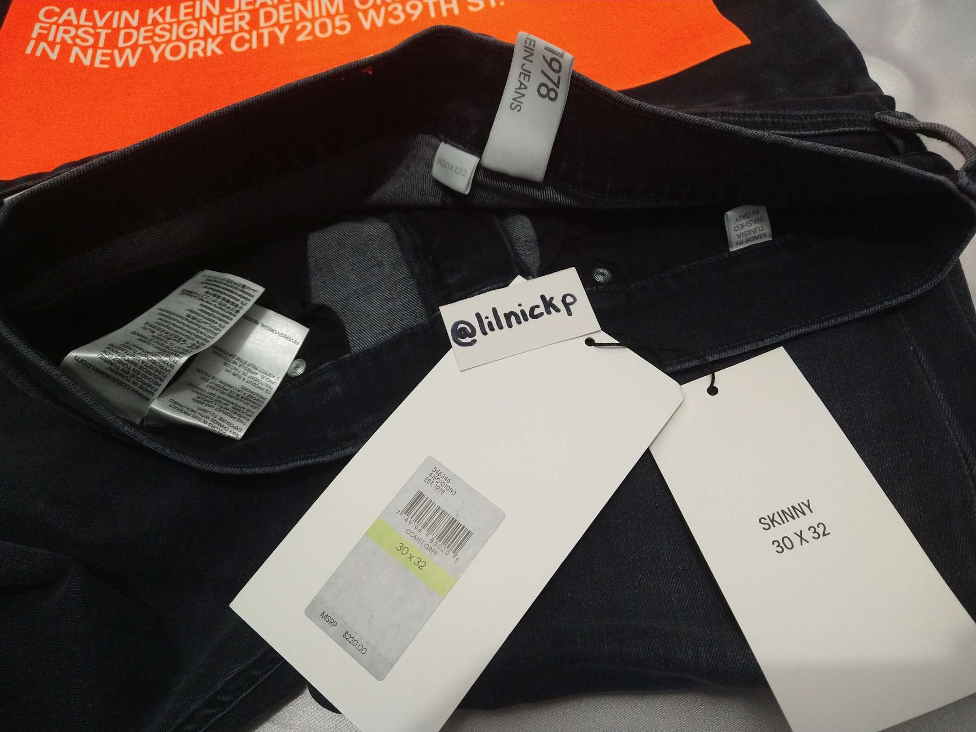 Calvin Klein 205W39NYC EST. 1978 Skinny Leg Comet Grey Jeans Size US 30 / EU 46 - 4 Thumbnail