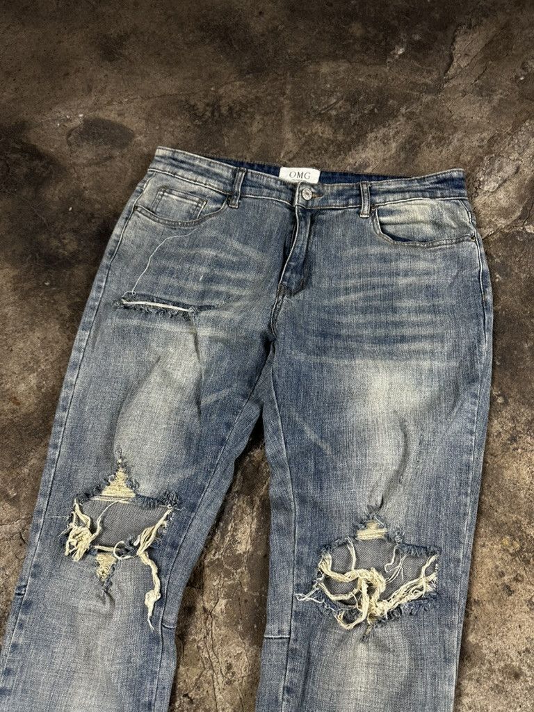 Japanese Brand OMG Dope Collection Distressed Skinny Biker Jeans Size US 36 / EU 52 - 3 Thumbnail