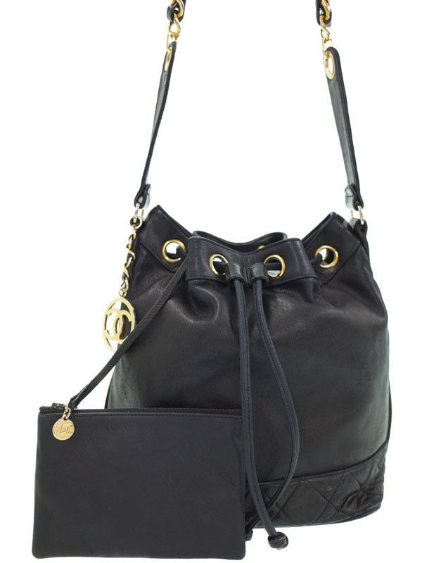 Chanel Drawstring Type Chain Shoulder Bag Navy