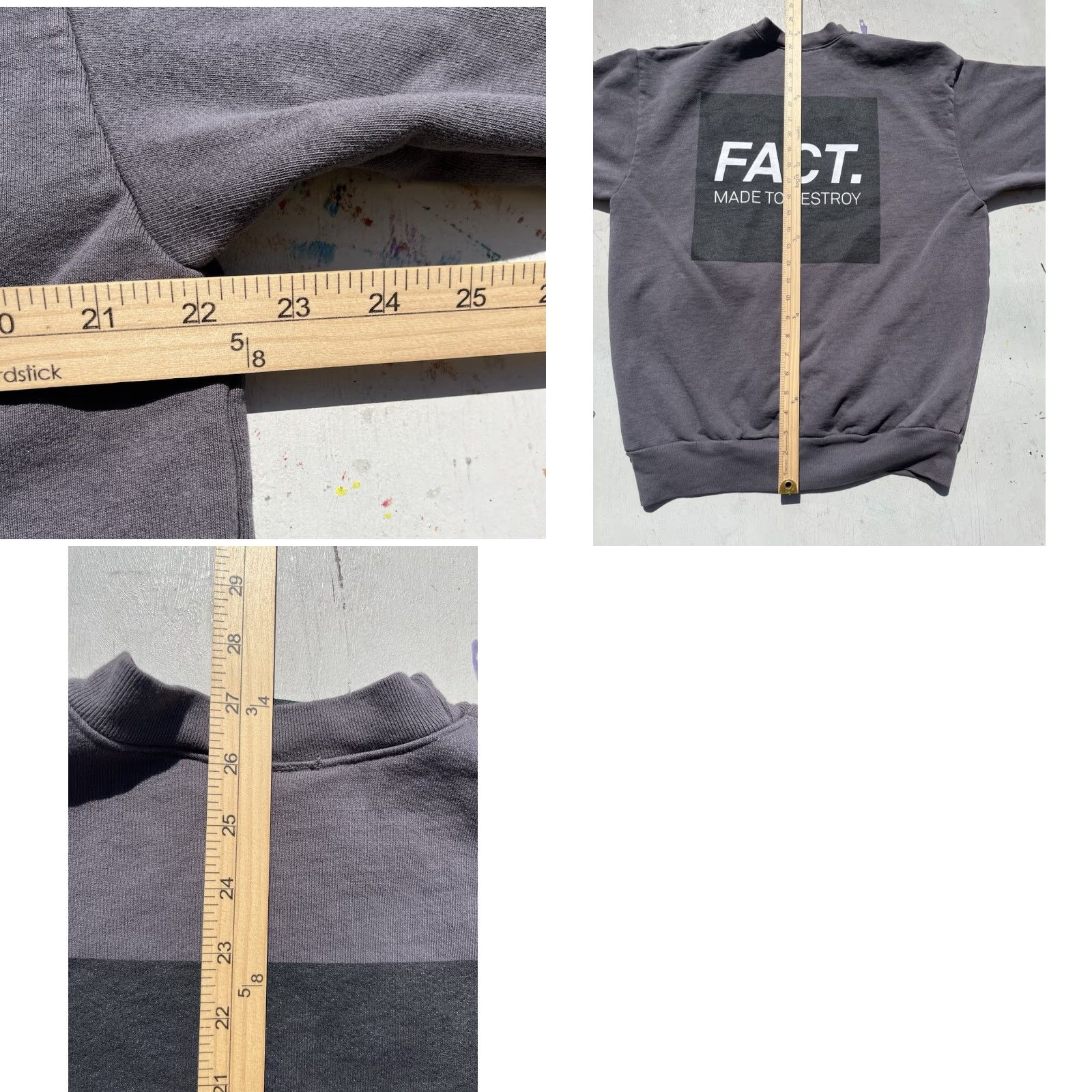 Vintage FACT Men's Sweatshirt Gray Spell-Out M Streetwear Distress Heavy Modern Destroy Shirt Size US M / EU 48-50 / 2 - 9 Thumbnail