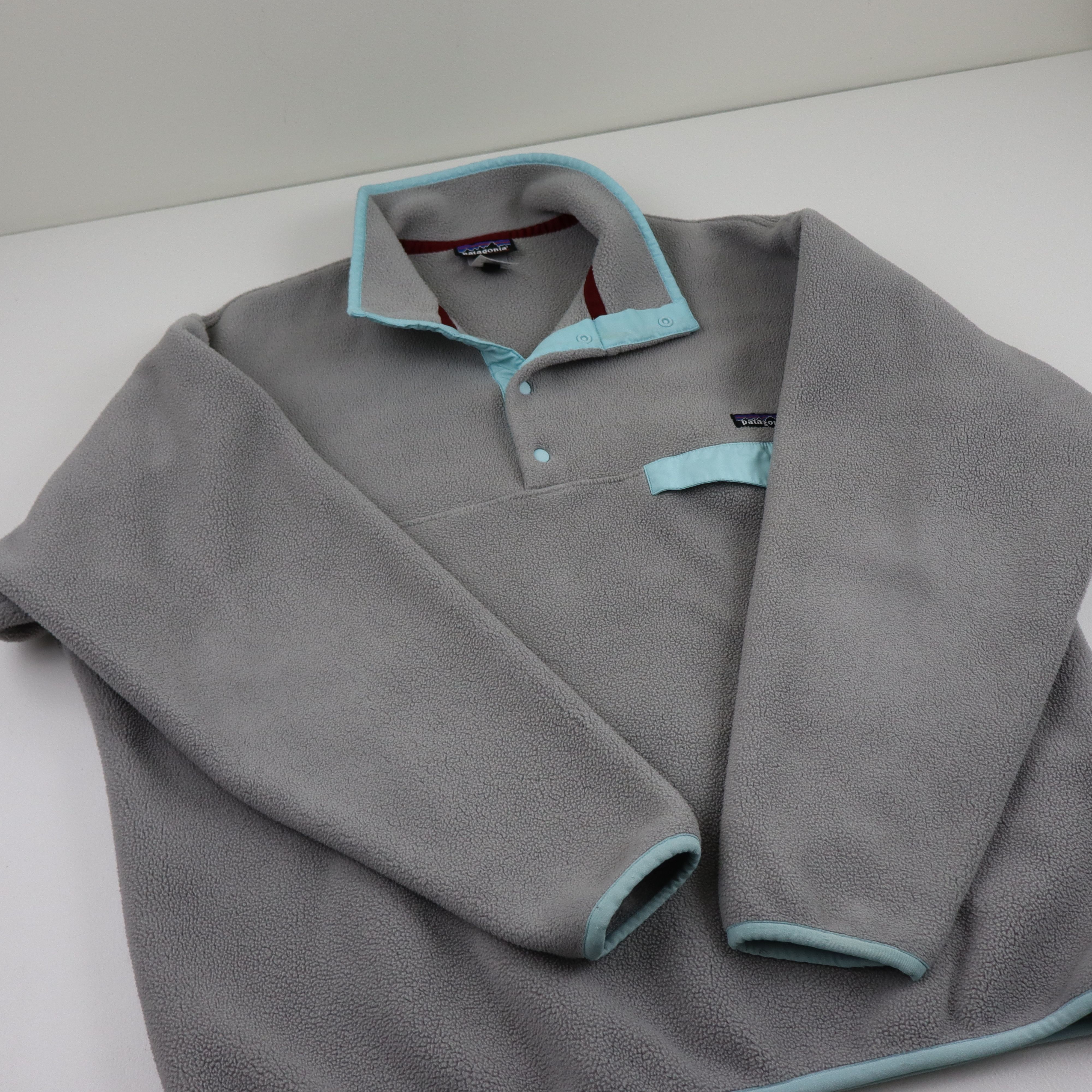 Patagonia × Vintage 90s Y2K Patagonia Pastel Light Gray Fleece Snap-T Pullover Size US L / EU 52-54 / 3 - 4 Thumbnail