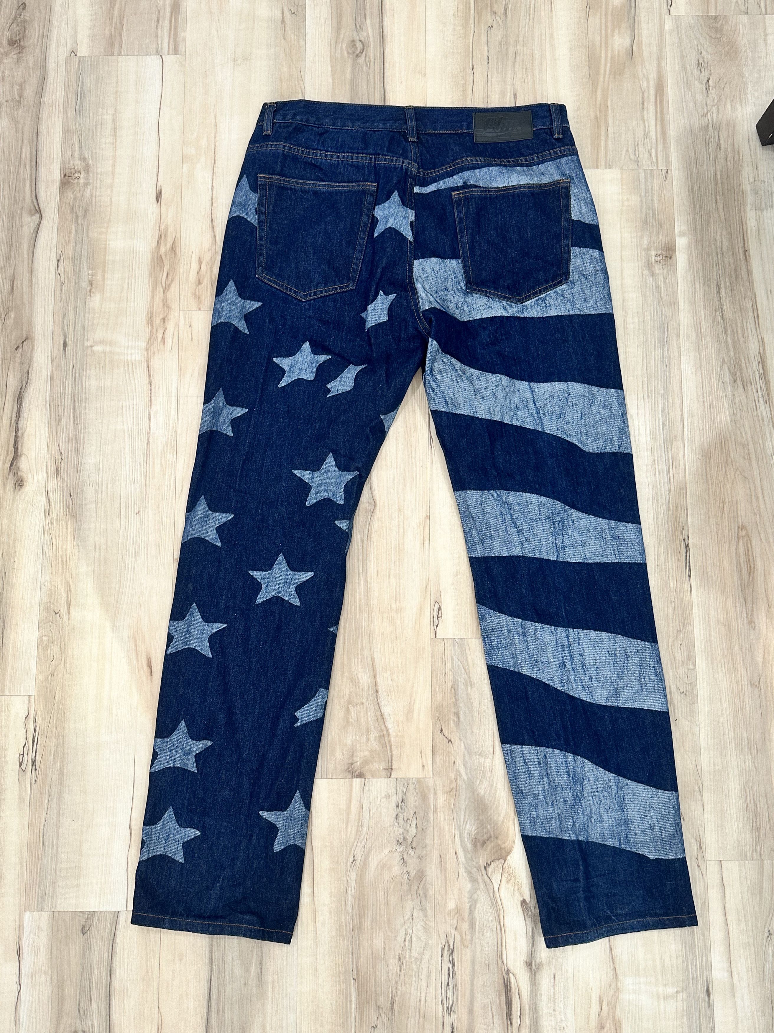 Other ELIAS Blue Jeans w/ American Flag Print & Zipper Pockets Size US 34 / EU 50 - 4 Thumbnail