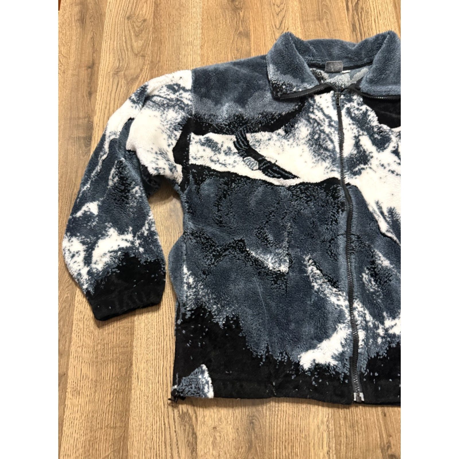 Vintage ISLE BAY Sweater Women's M Full Zip Fleece Gray Black White Size M / US 6-8 / IT 42-44 - 3 Thumbnail