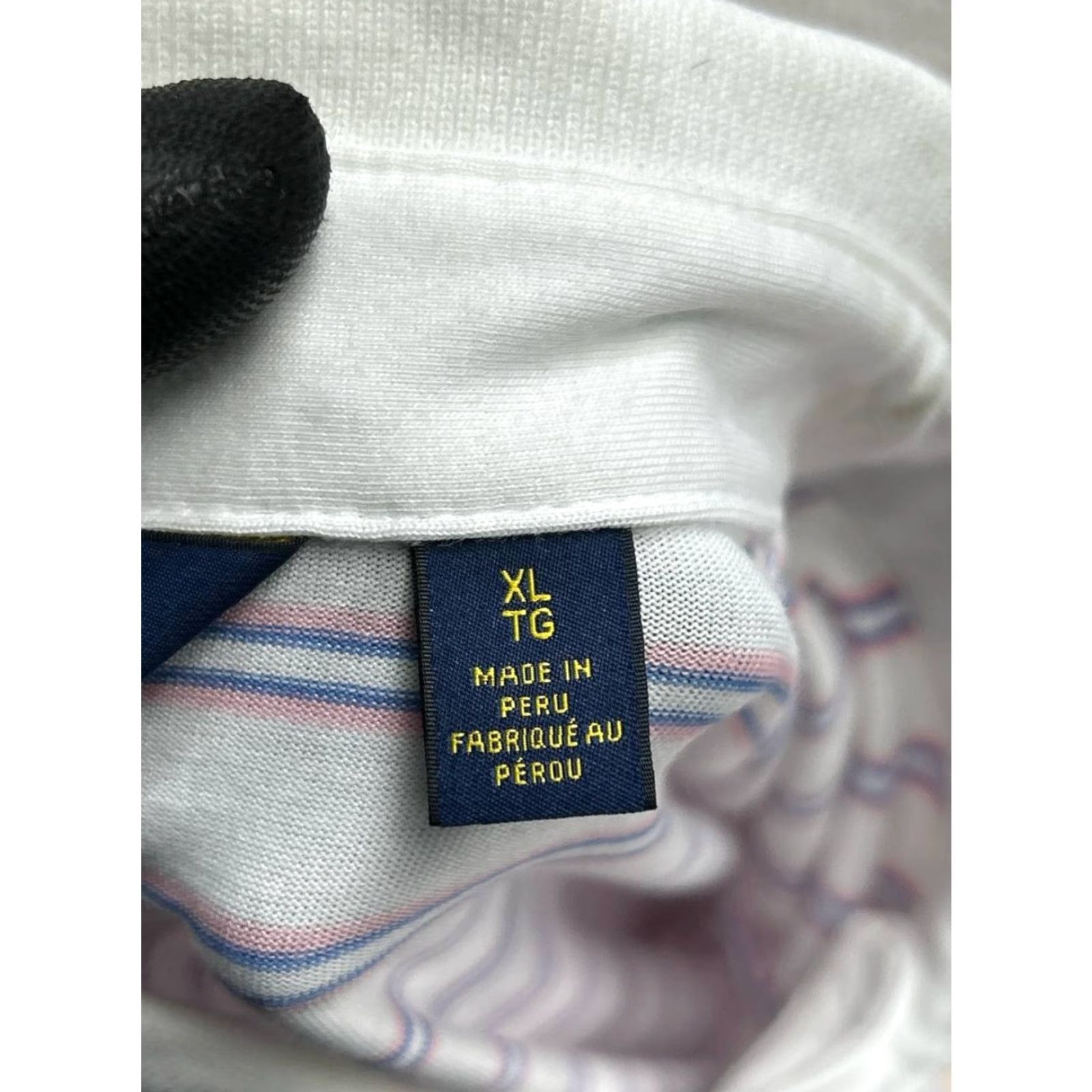 Polo Ralph Lauren Polo Ralph Lauren Shirt Mens XL White Pink Blue Cotton Knit Striped Logo Polo Golf * Size US XL / EU 56 / 4 - 5 Thumbnail