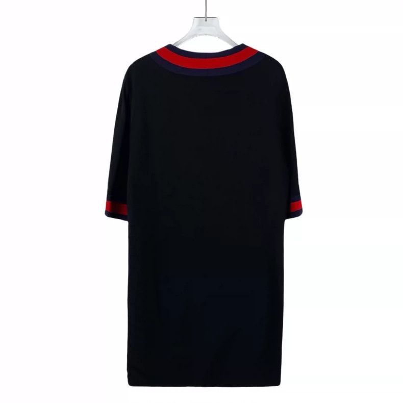Gucci Black Striped VNeck Short Sleeve Dress-2505 Size S / US 4 / IT 40 - 2 Thumbnail