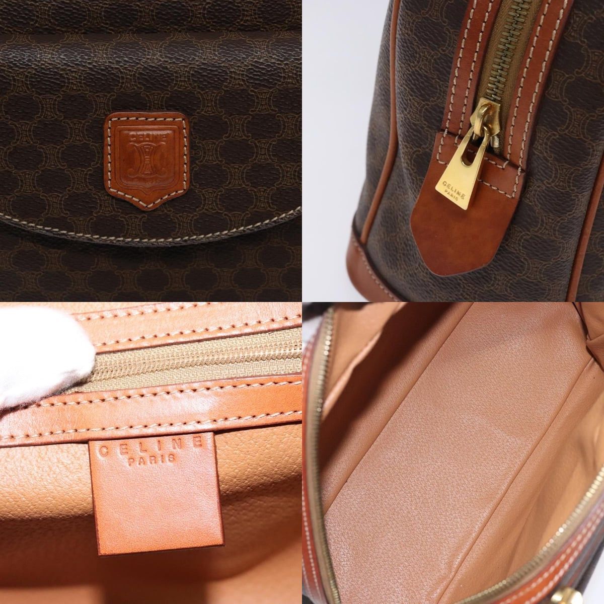 Celine CELINE Macadam Canvas Hand Bag Pvc Leather Brown Gold Size ONE SIZE - 11 Thumbnail
