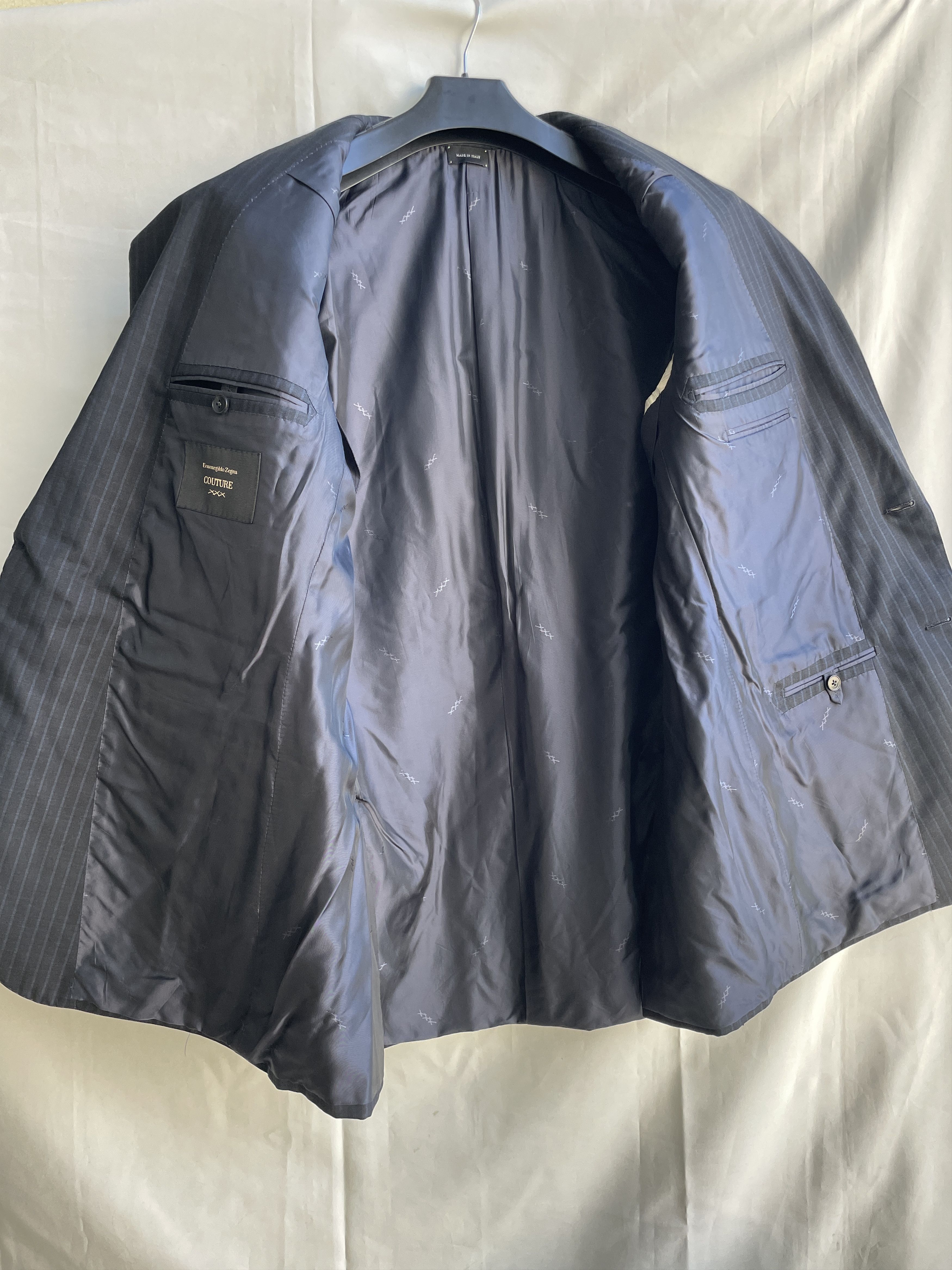 Ermenegildo Zegna Ermenegildo Zegna Couture Striped Navy Wool Suit Jacket Size 46R - 3 Thumbnail