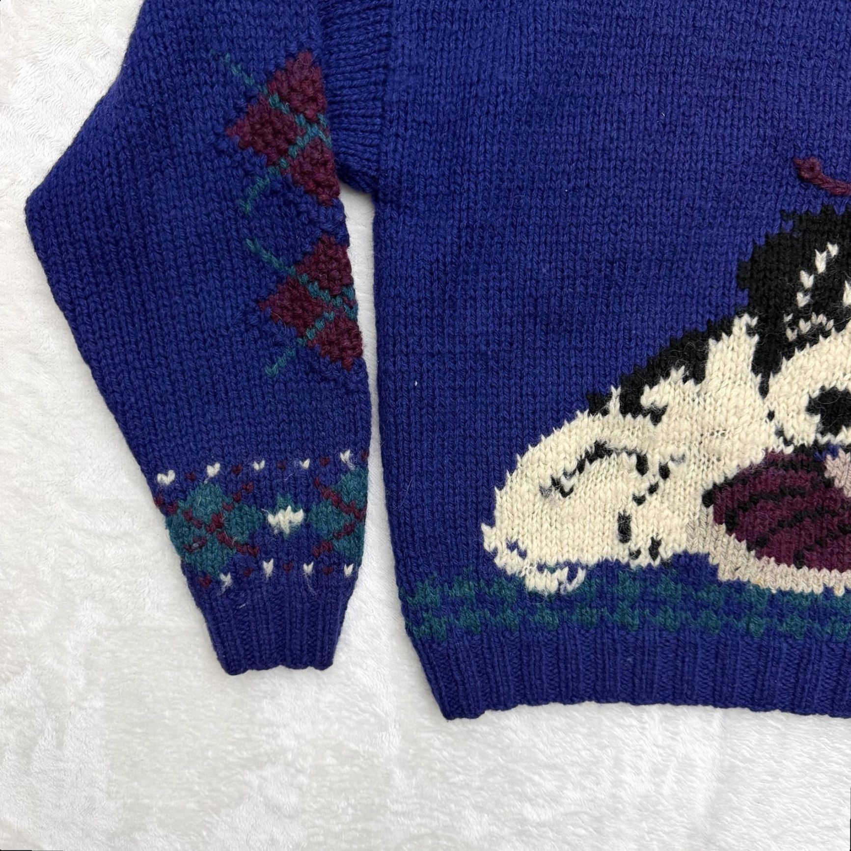 Vintage Woolrich Sweater Womens Medium Blue Dog Graphic Argyle Pullover Crew Neck Knit Size M / US 6-8 / IT 42-44 - 7 Thumbnail