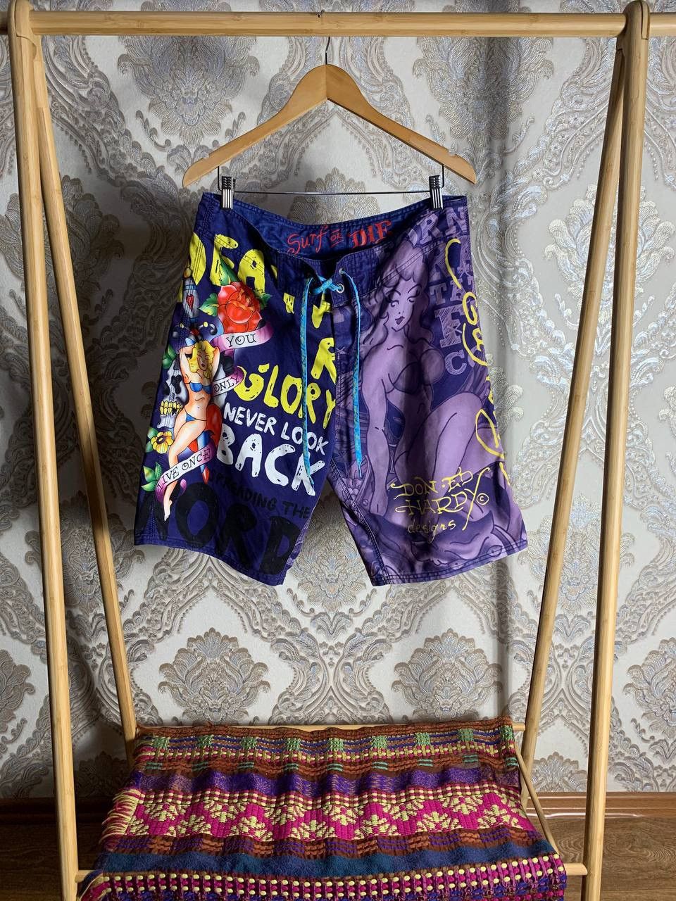 Ed Hardy × Vintage VERY RARE ED HARDY BY CHRISTIAN AUDIGIER SHORTS JAPAN STYLE Size US 34 / EU 50 - 1 Thumbnail