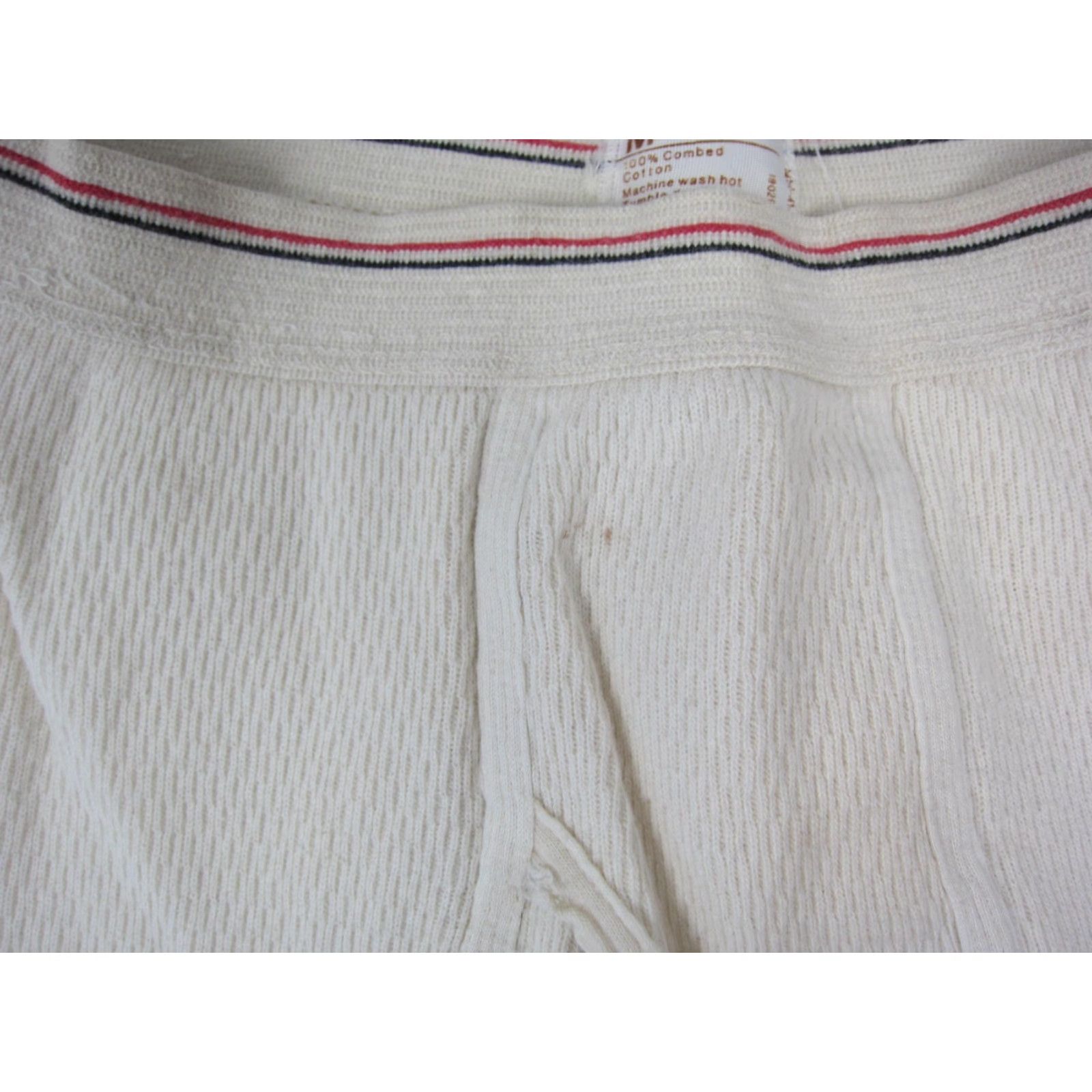JCPenney VINTAGE JCPenney Thermal Pants Mens M Beige Knit 90s 70s Y2K Long Johns Pull On Compression Size US 31 - 3 Thumbnail