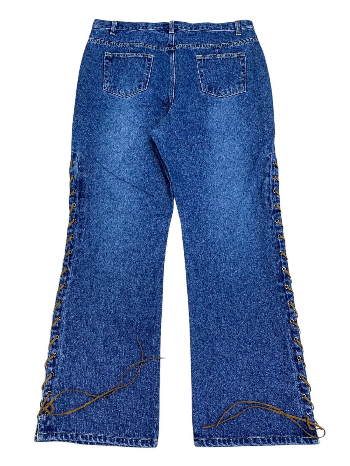 Japanese Brand Livre Claire Baggy Lace Up High Waist Denim Jean Rope Side Size US 34 / EU 50 - 9 Thumbnail