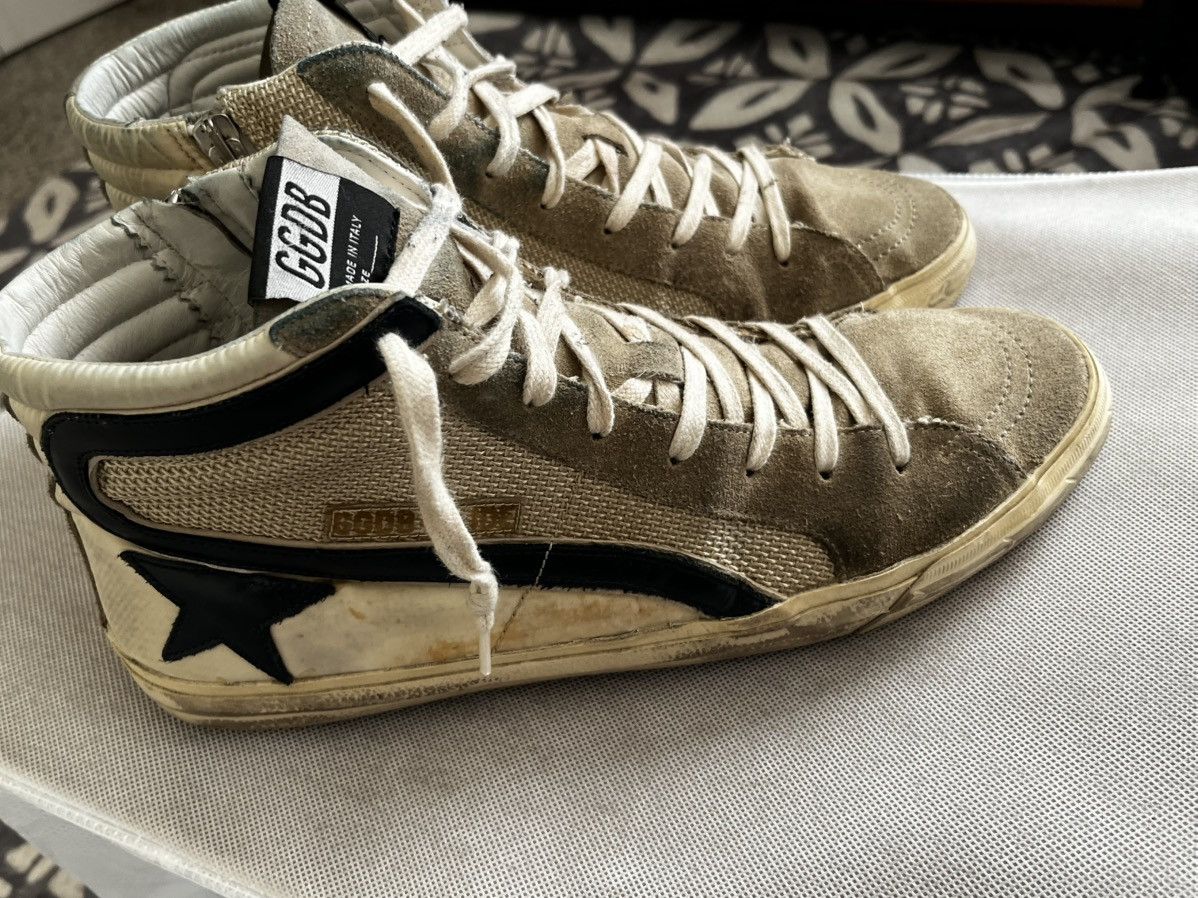 Golden Goose Slide in beige mesh and nylon with blue leather star/flash Size US 10.5 / EU 43-44 - 7 Thumbnail