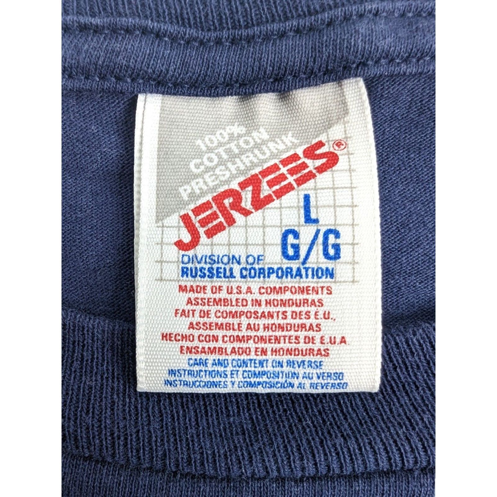 Jerzees VINTAGE Jerzees Shirt Jerusalem Navy L Blue 90s city hebrew israel jerusalem jewish lion of judah graphic embroidery crew neck Men Size US L / EU 52-54 / 3 - 7 Thumbnail