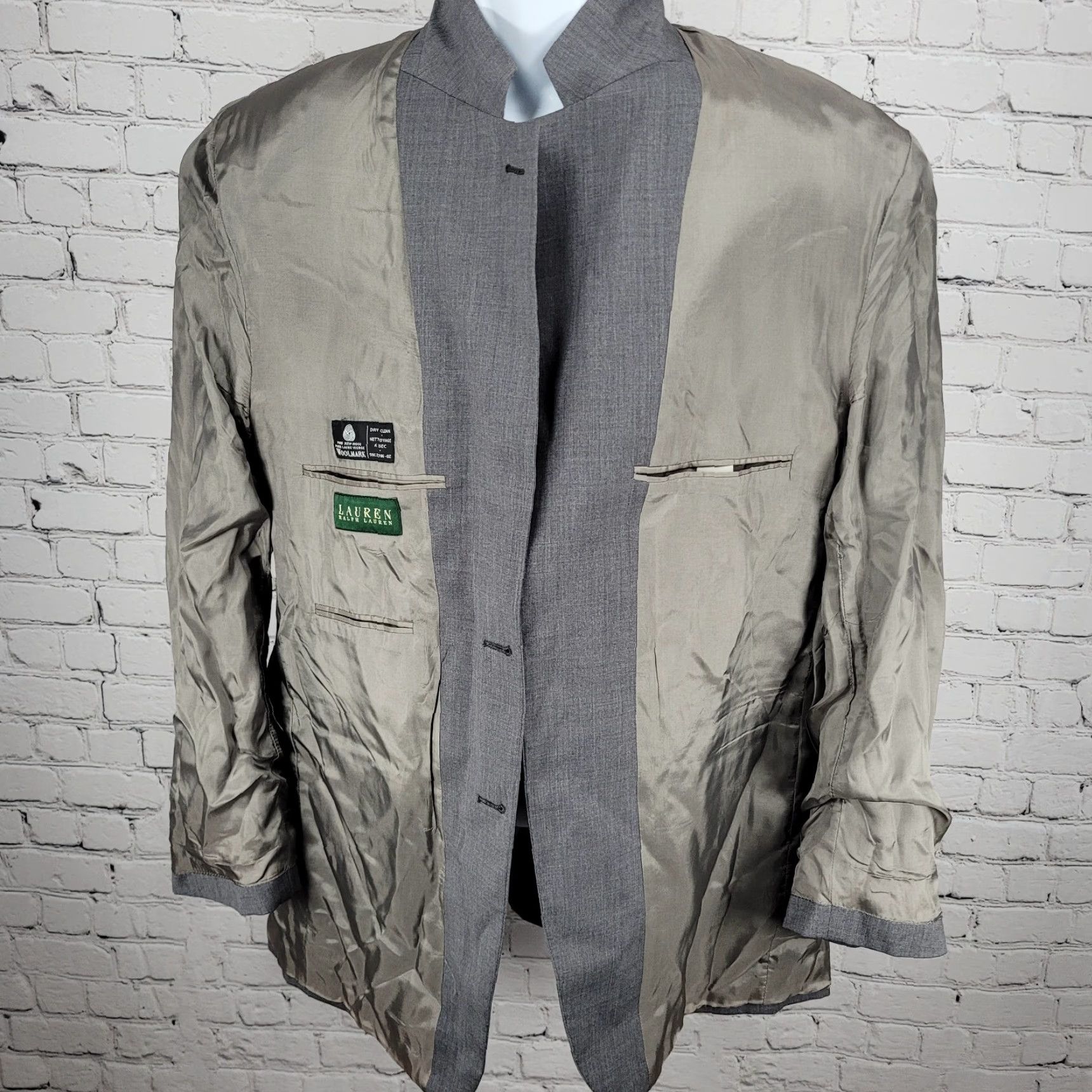 Ralph Lauren Lauren Ralph Lauren Coat Adult 42 Gray Wool Solid Notch Blazer 2 Button Sport Coat Size 42R - 7 Thumbnail