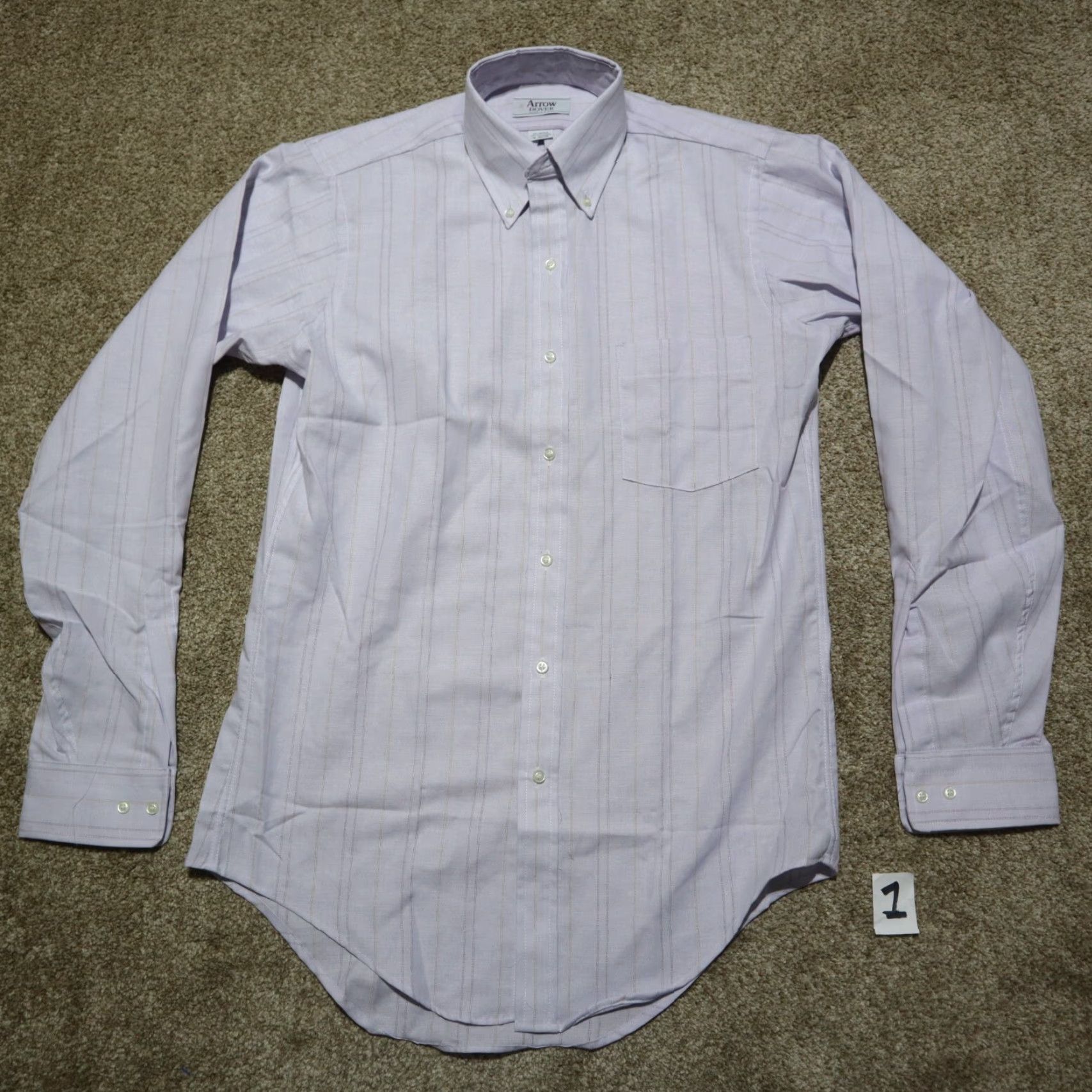 Arrow Arrow Shirt Men's Size 15 34 / 35 Gray Long Sleeve Button-Down Knit Plaid/Stripe Shirt Size US M / EU 48-50 / 2 - 2 Thumbnail
