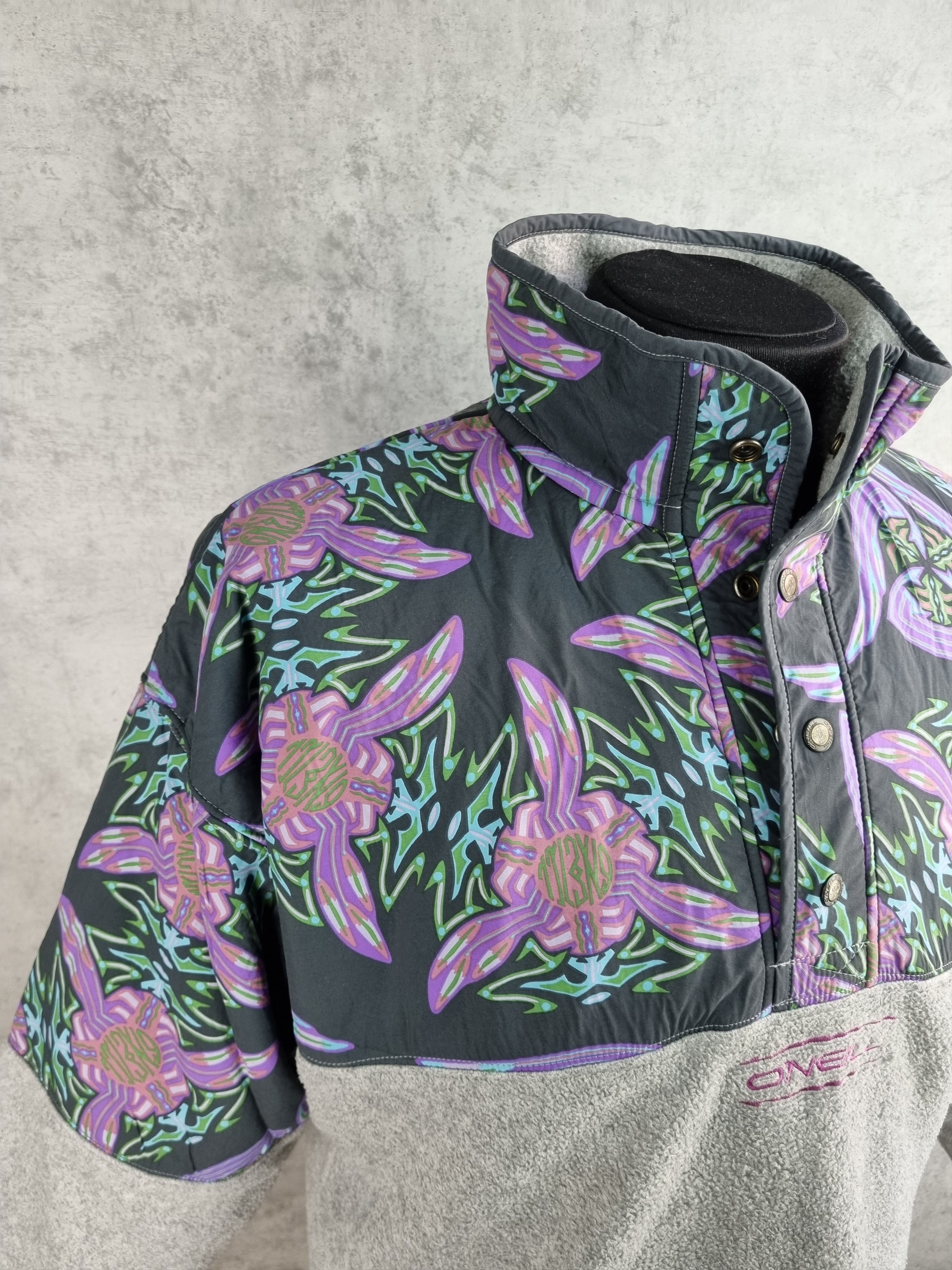 O'Neill × Vintage 80s Vintage ONeill Fleece Nylon Abstract Fractals Pullover Size US L / EU 52-54 / 3 - 11 Thumbnail