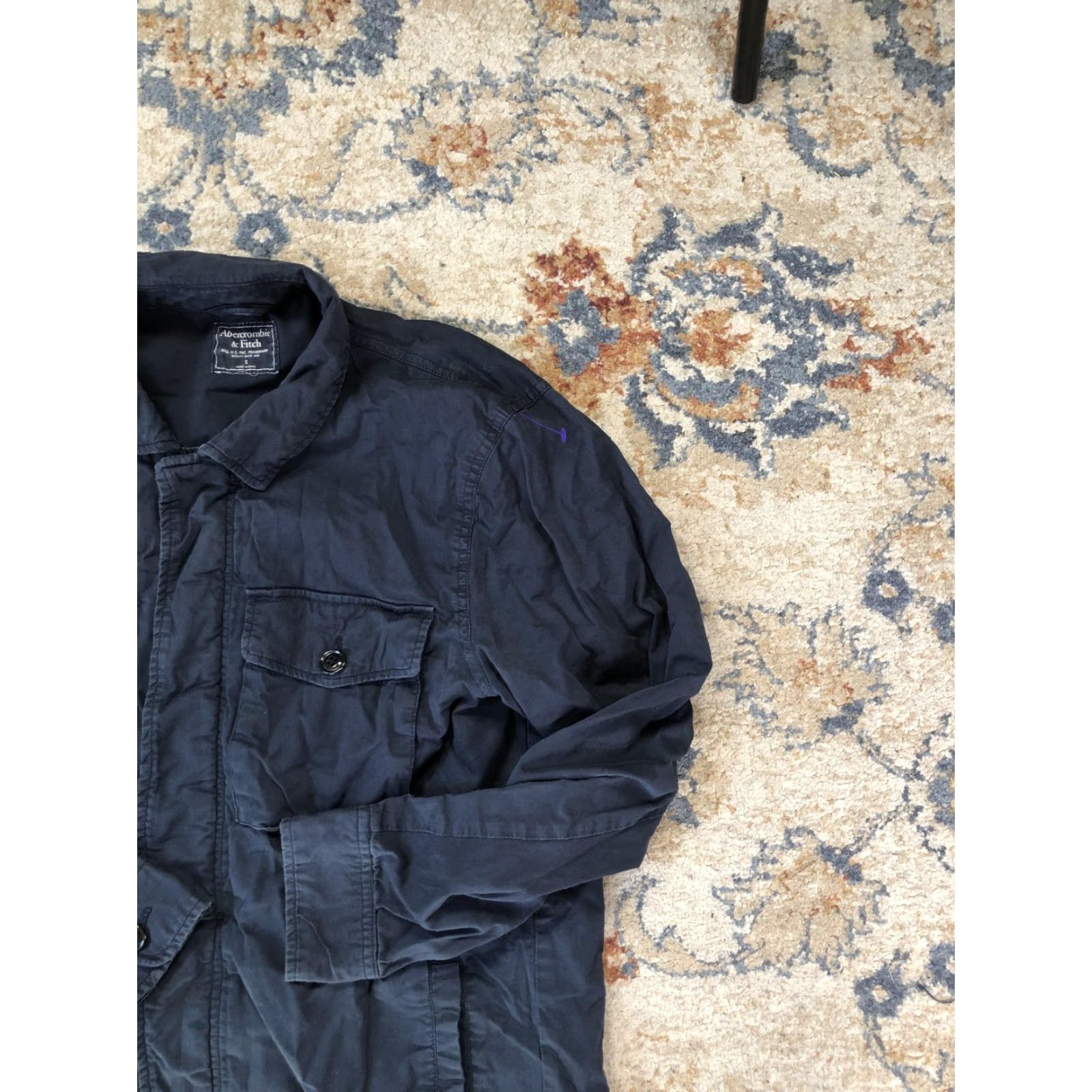 Abercrombie & Fitch Abercrombie & Fitch Jacket Mens Small Blue Cotton Military Full Zip Pockets Size US S / EU 44-46 / 1 - 4 Thumbnail