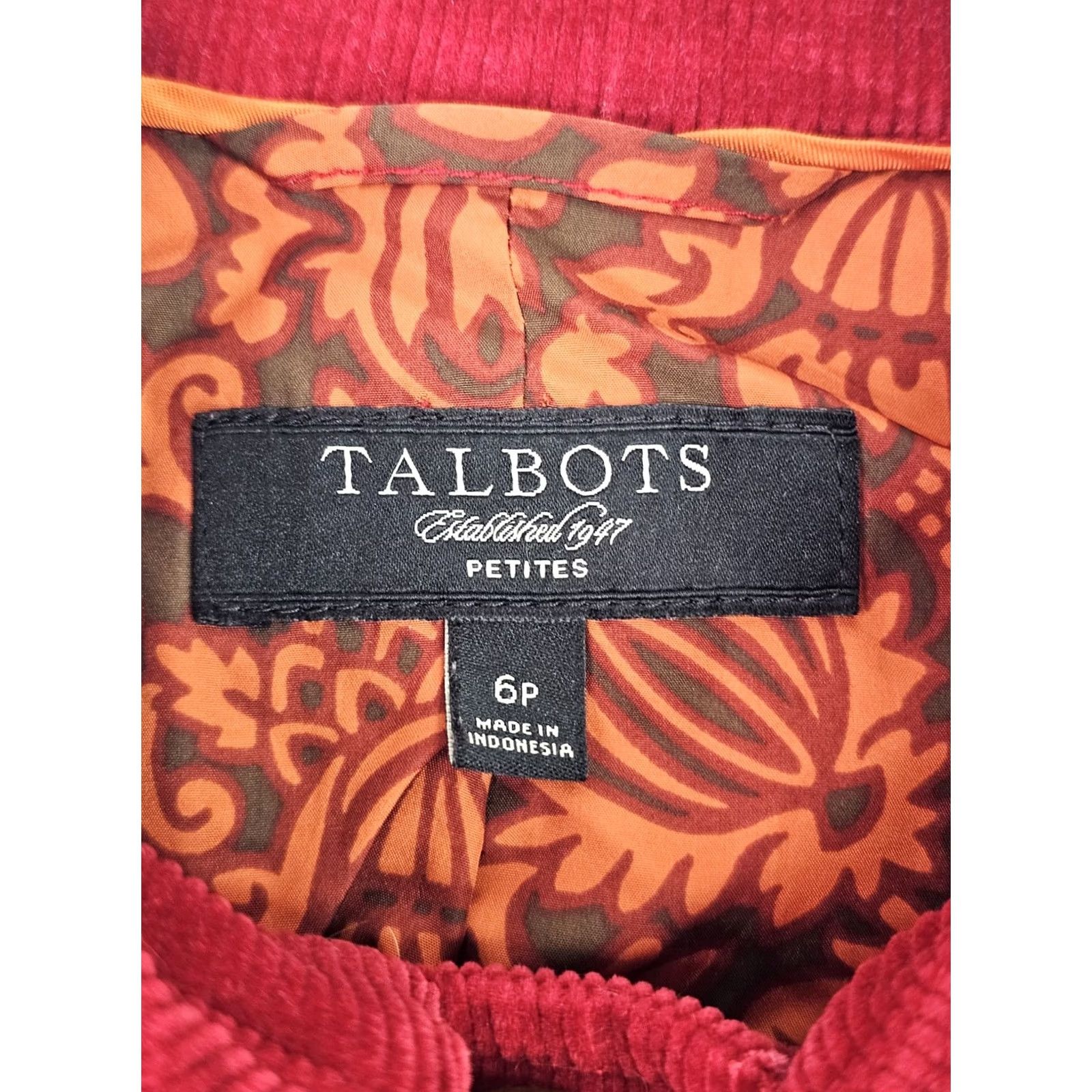 Talbots Talbots Corduroy Blazer Jacket Women 6P Petite Red Button Front Fully Lined Casual Business Workwear Travel Women Jeans? Size M / US 6-8 / IT 42-44 - 3 Thumbnail