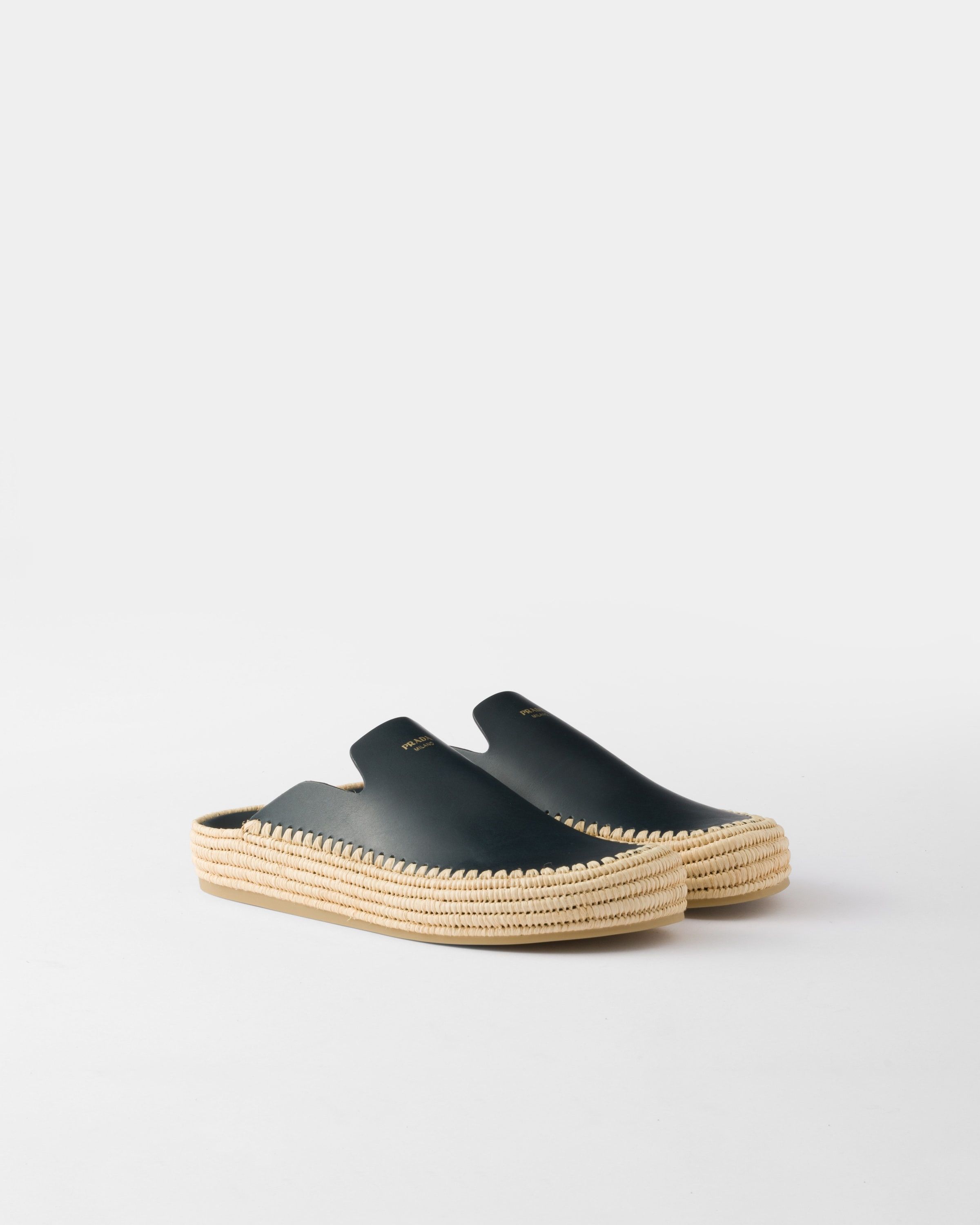 Prada o1bcso1str1025 Vitello Leather Mules in Black Size US 9 / EU 42 - 1 Thumbnail