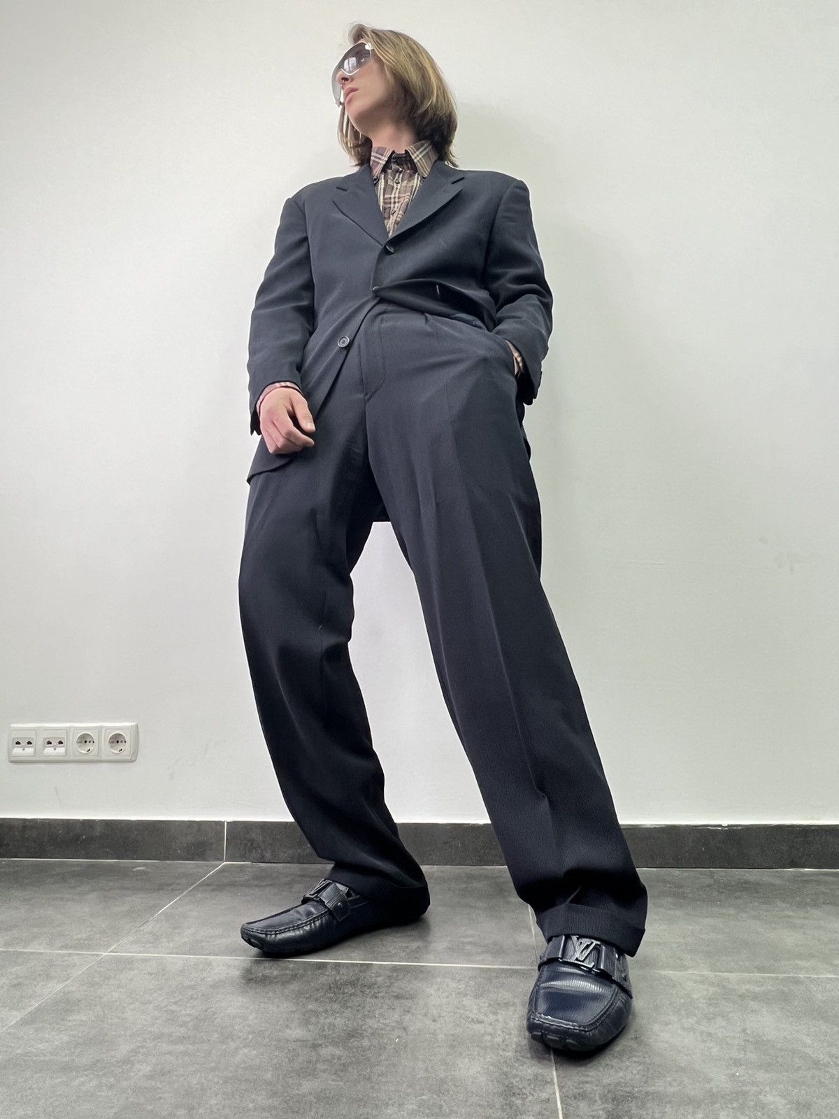 う*お様 giorgio armani 90s vintage ダブルボンバージ Vtg 80s 90s Giorgio Armani Le Collezioni Gray Doublebreasted