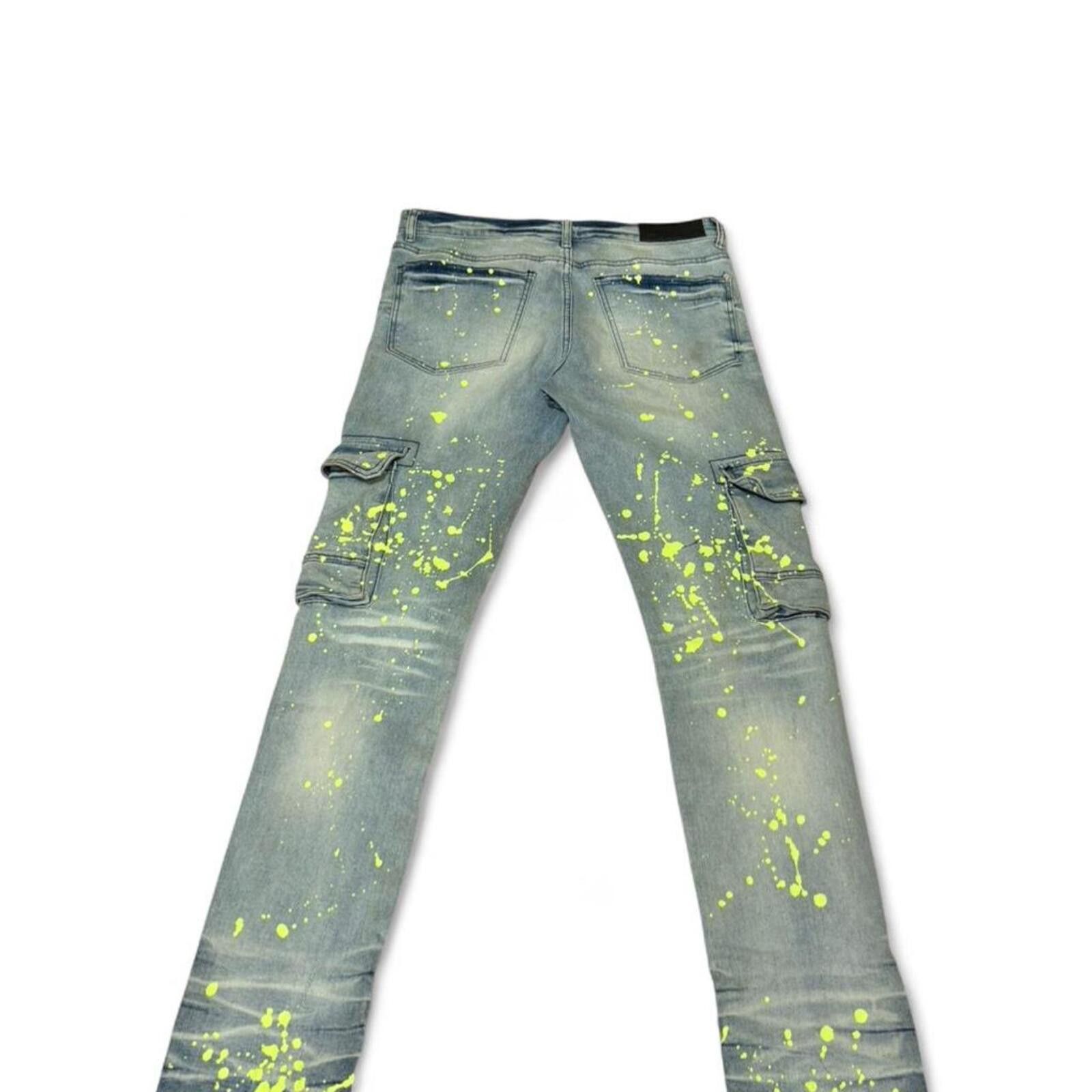 True Religion GFTD Los Angeles green paint splatter cargo jean Size US 32 / EU 48 - 4 Thumbnail