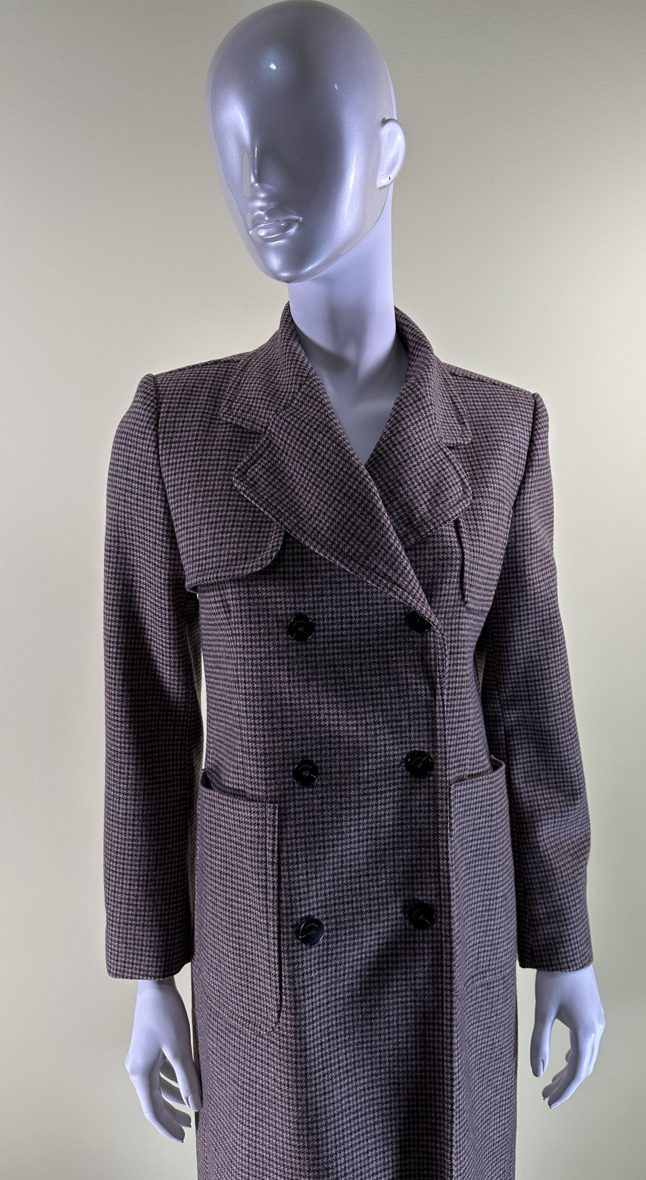 Check wool blend coat clearance