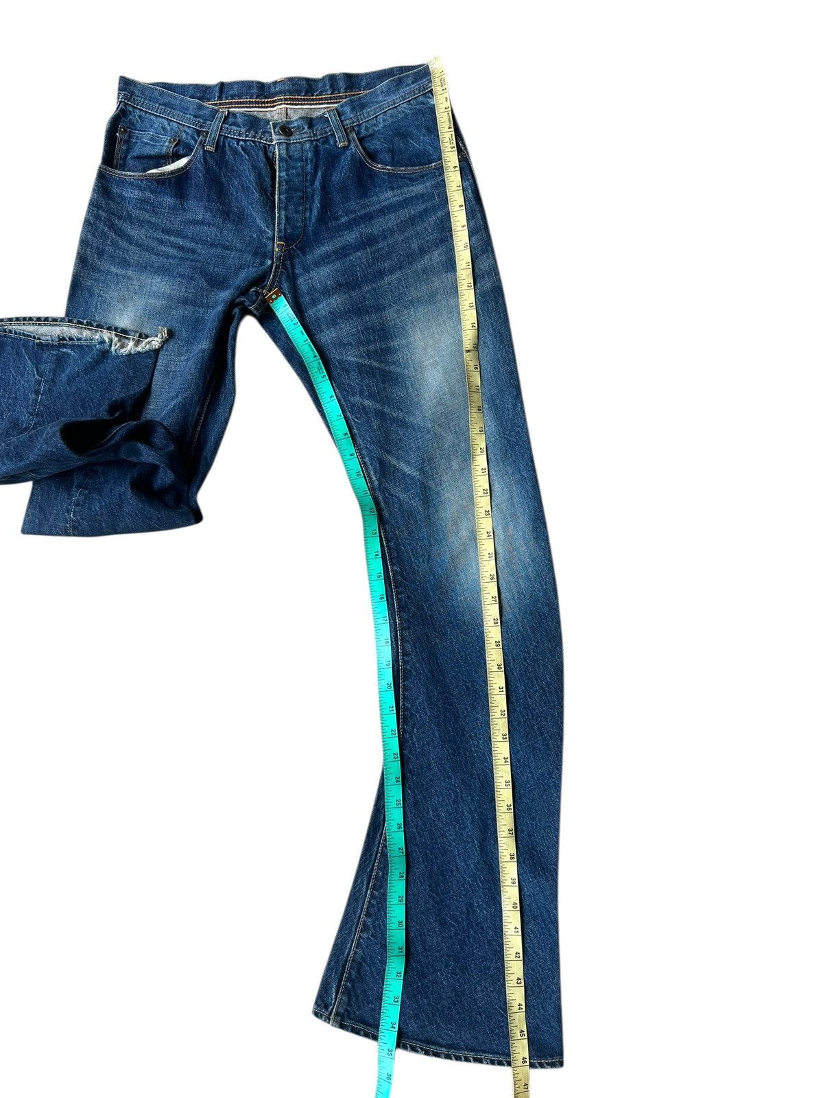 wjk WJK Curve Leg Distressed Aging Mud Denim Bootcut Jeans Size US 31 - 6 Thumbnail