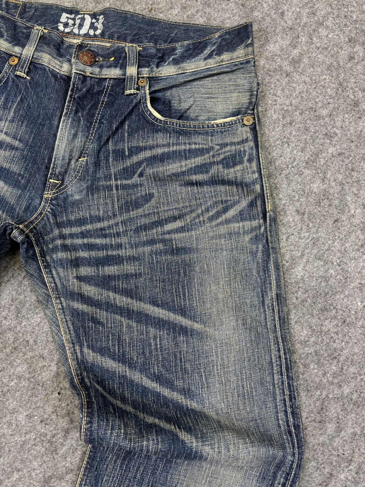 Edwin 💥Insane Flare💥Edwin Raw Fades Blue Trip Denim F842 Size US 34 / EU 50 - 3 Thumbnail