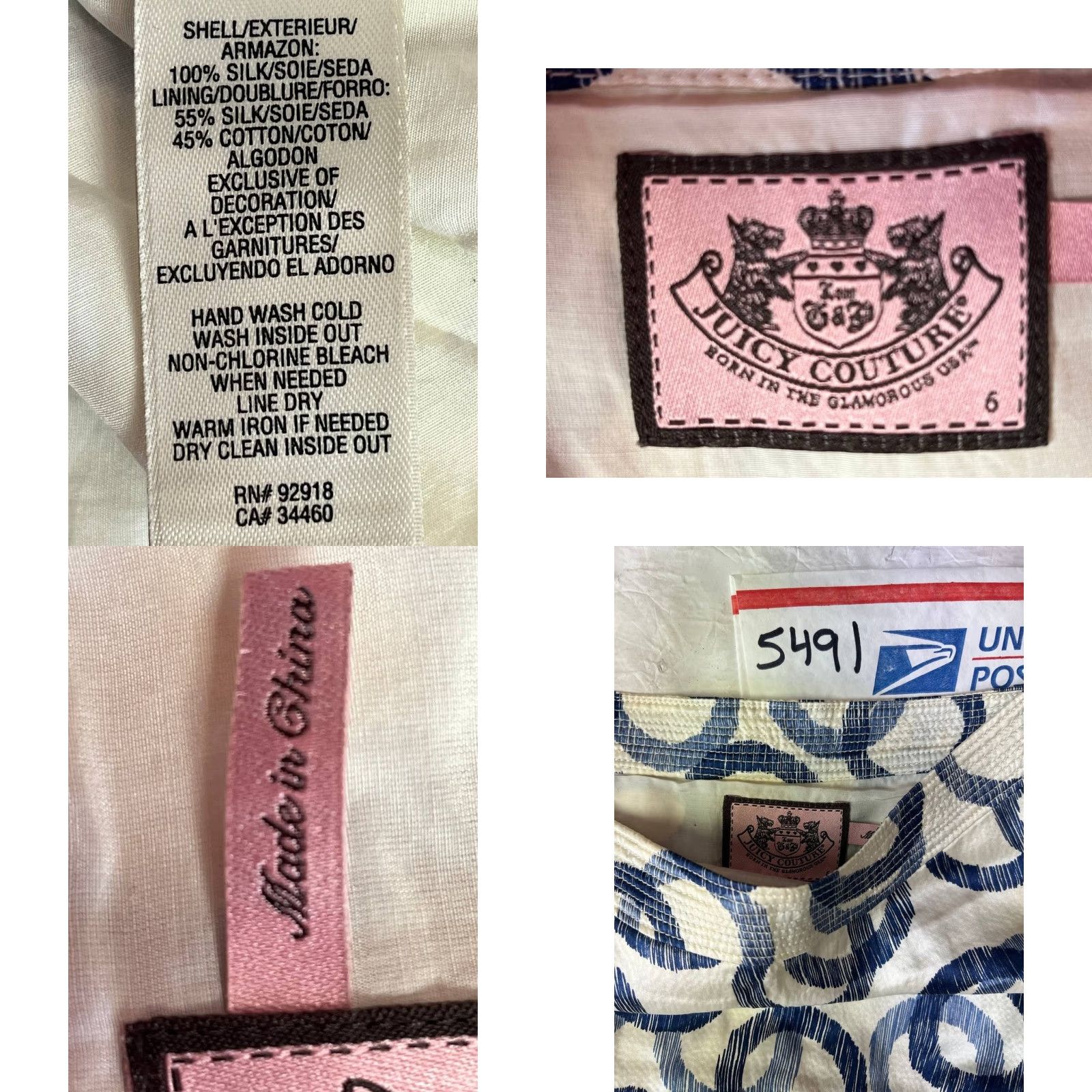 Juicy Couture VINTAGE Juicy Couture Dress Max Beach Sleeveless Skater Silk Blue White Knee Length 6 Womens Summer Size M / US 6-8 / IT 42-44 - 10 Thumbnail