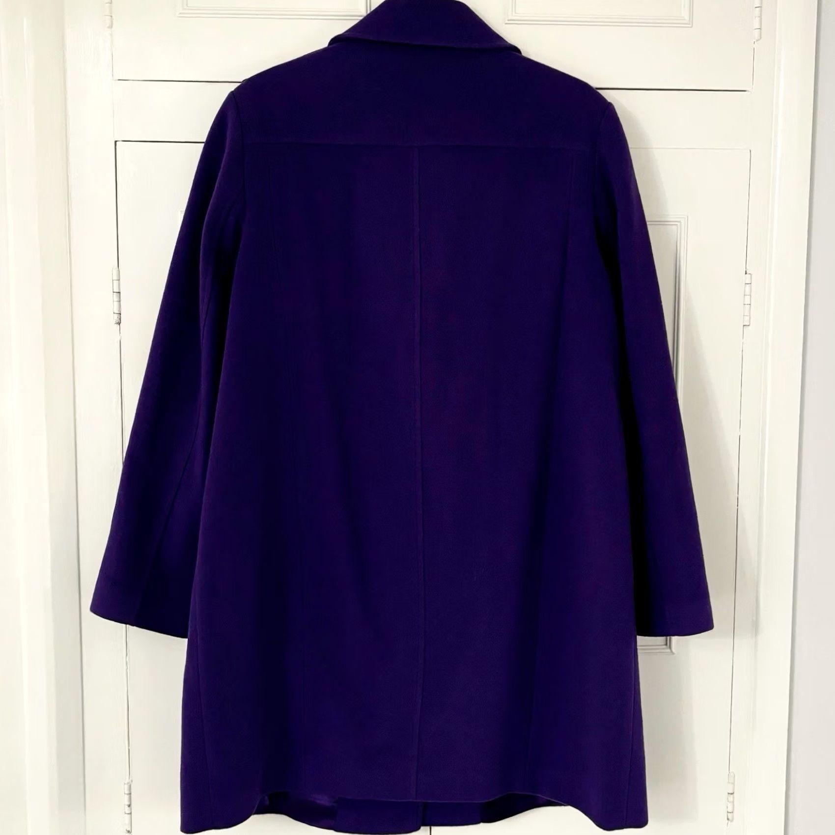 Vintage VINTAGE Planet London Wool Cashmere Blend Coat UK 16 Womens Purple Double Breasted Jacket Coat Knee Length Long Sleeve Adjustable Pockets Buttoned Size XXL / US 16-18 / IT 52-54 - 2 Thumbnail