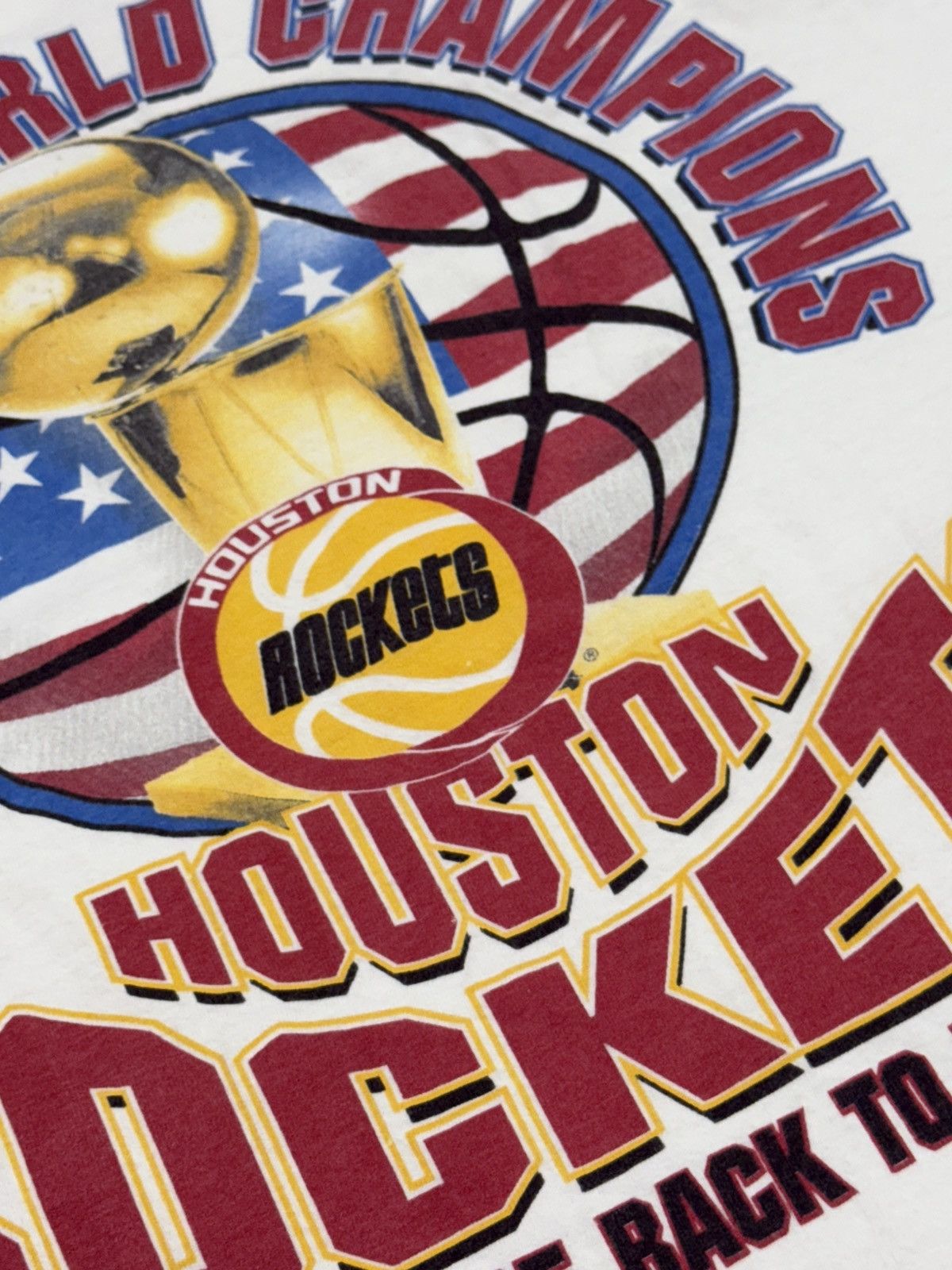 NBA × Starter × Vintage RARE 1995 Houston Rockets World Champion Trophy Tee XXL 2XL Size US XXL / EU 58 / 5 - 5 Thumbnail